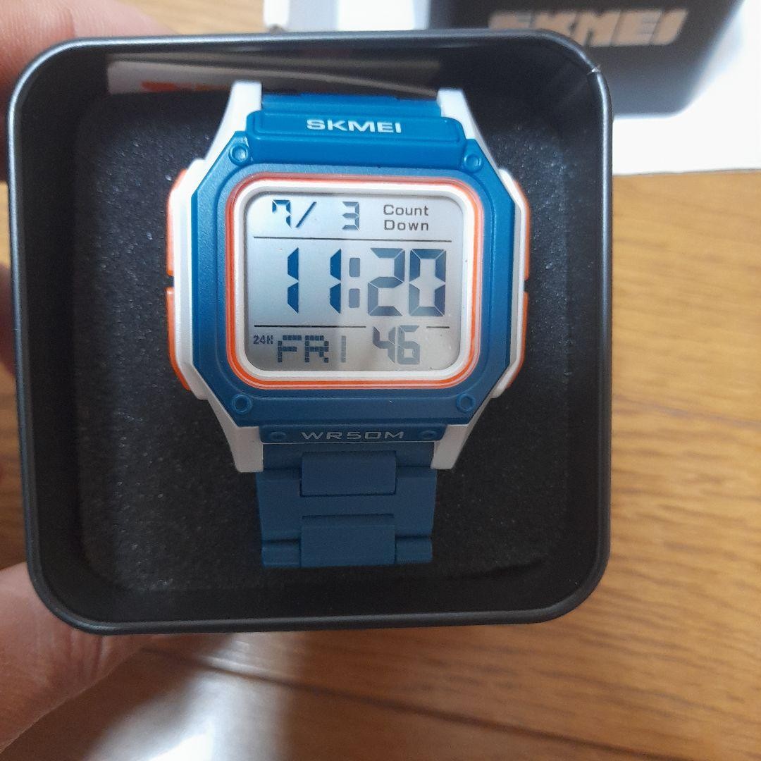 SKMEI Digital Watch Square Blue White