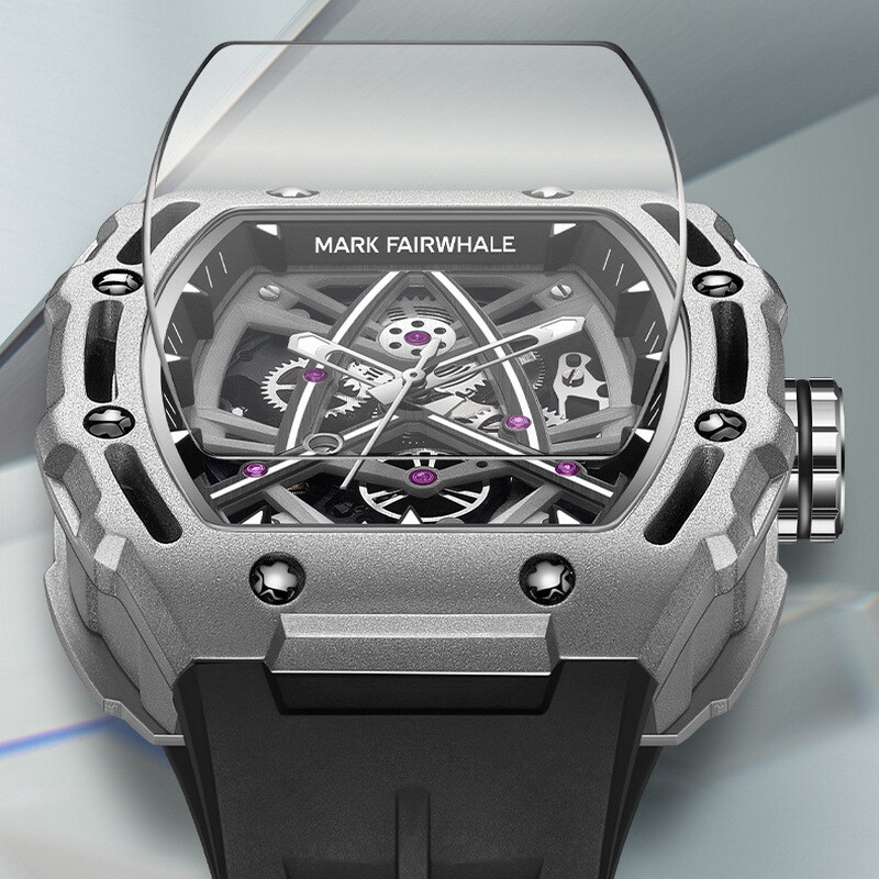 MARK FAIRWHALE Barrel Hollow Luminous Tourbillon Automatic Mechanical Wristwatch