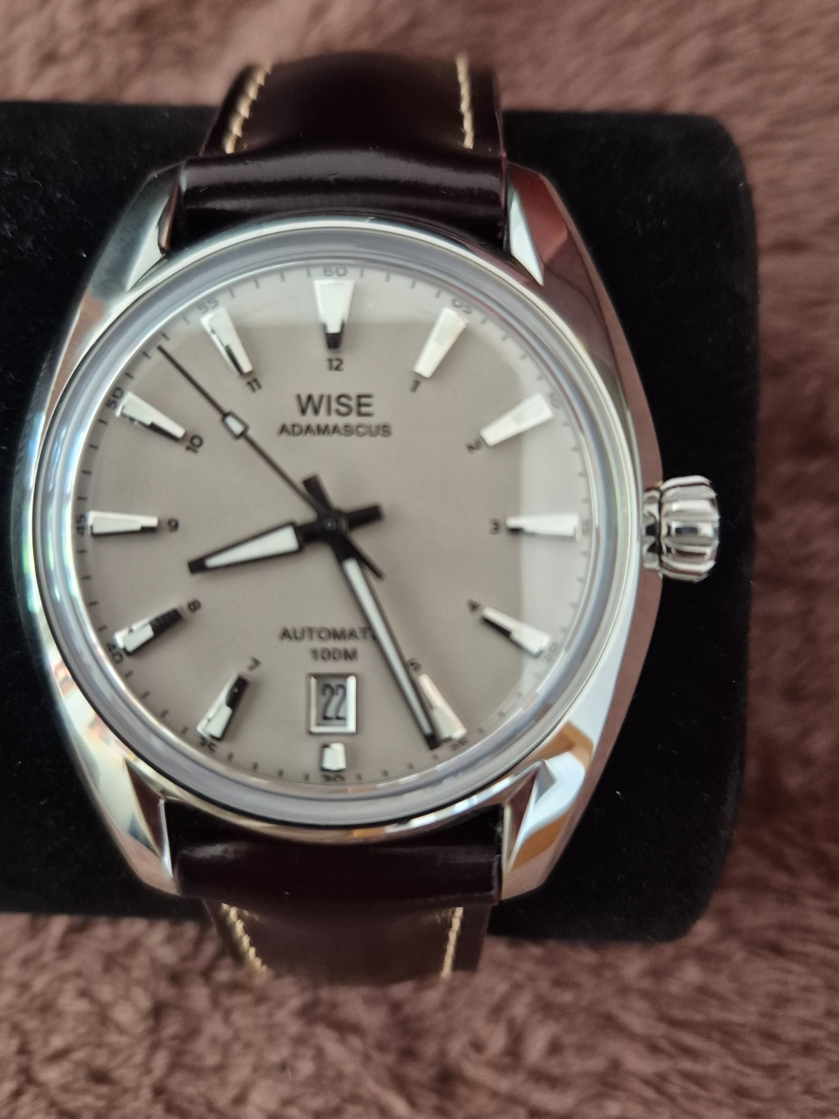 Wise Adamascus AD791A Stainless steel 904L 39mm Enamel Silver grey