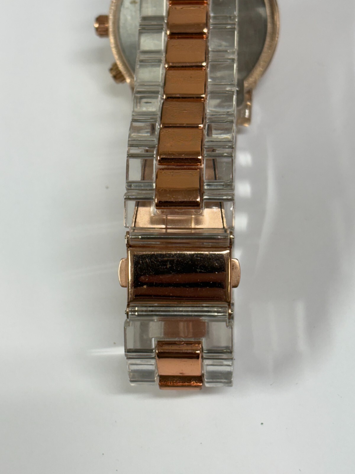 Rose Gold Colored Clear Plastic Resin Quartz Ladies Watch REPAIR