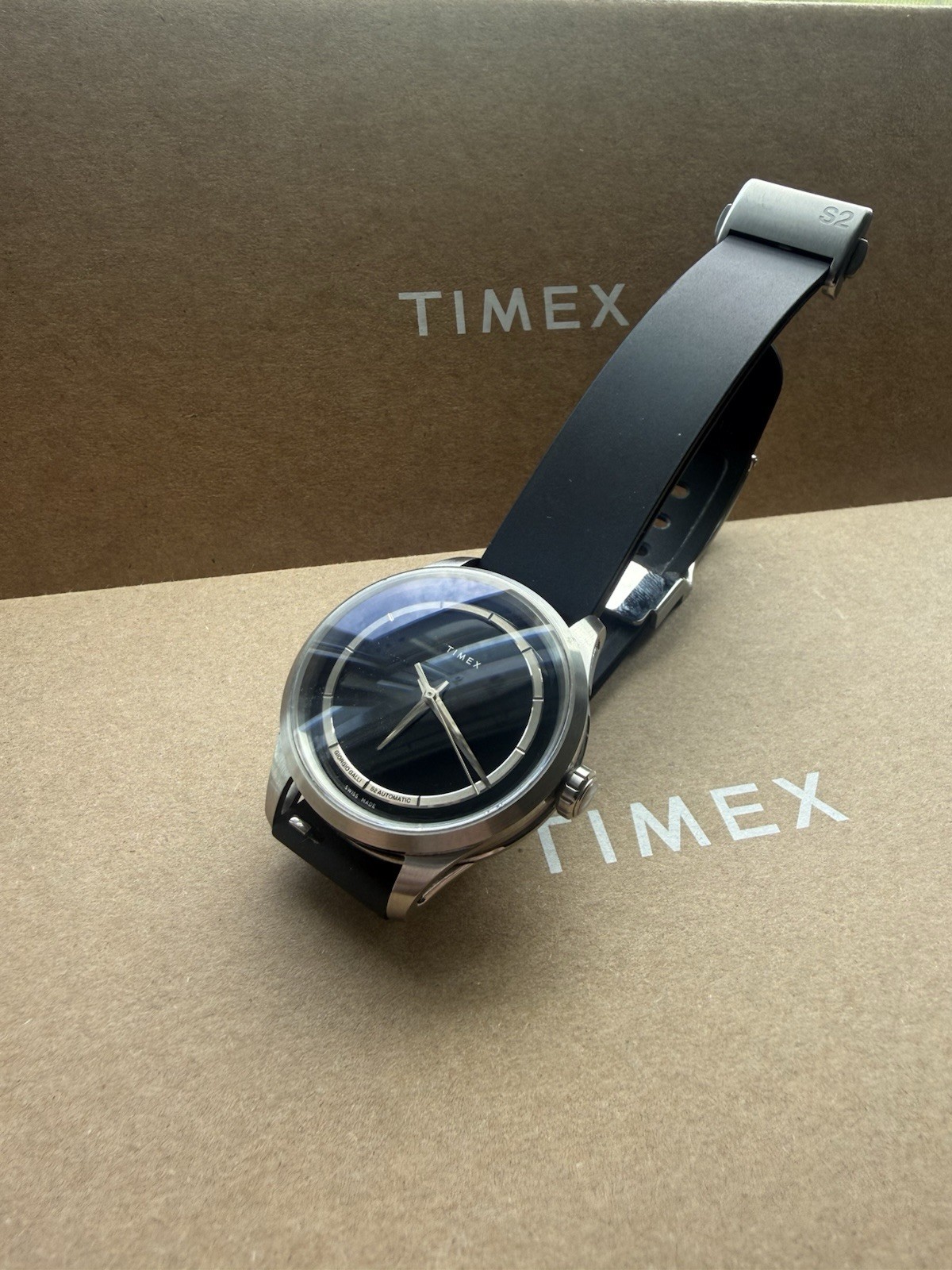 Timex Giorgio Galli S2 Automatic 38mm Titanium Black Dial Rubber Strap 50m