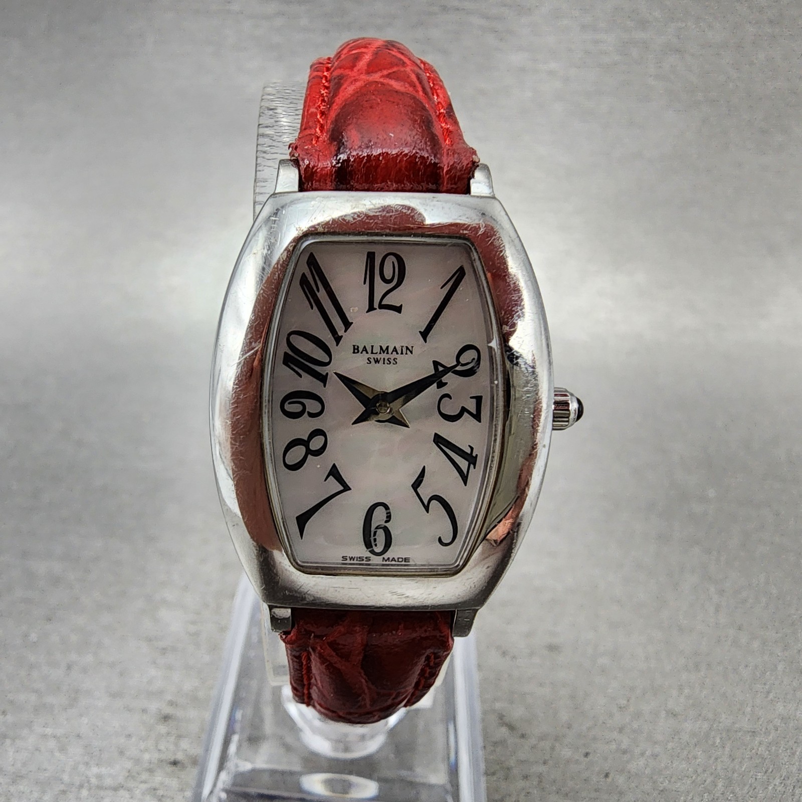 Balmain Watch Women 22mm MOP Dial Silver Tone Rectangle 2491 New Battery