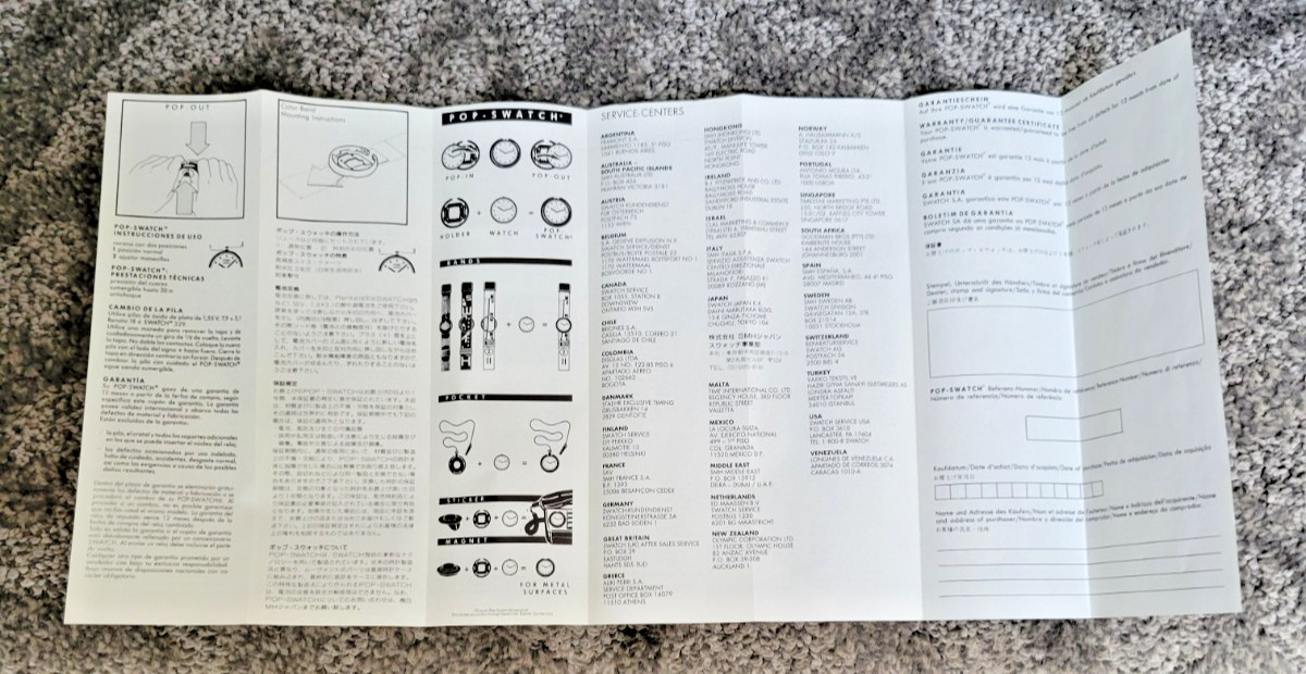 Vintage 1990 POP Swatch Watch PWR105 Caleidoscope with box and instruction sheet