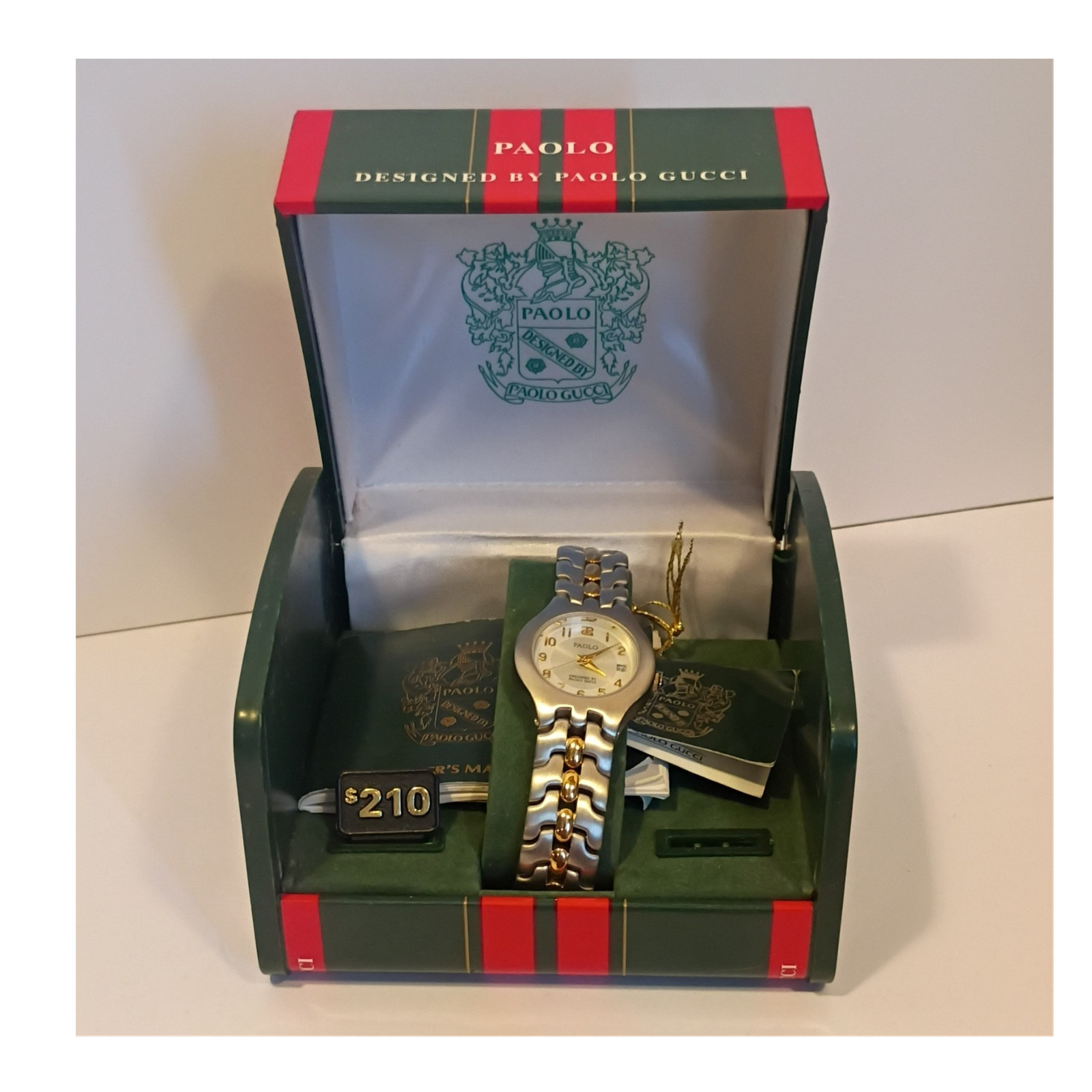 Paolo Gucci Paolo Designed womens Quartz Wristwatch Silver Gold w/ Box Manual