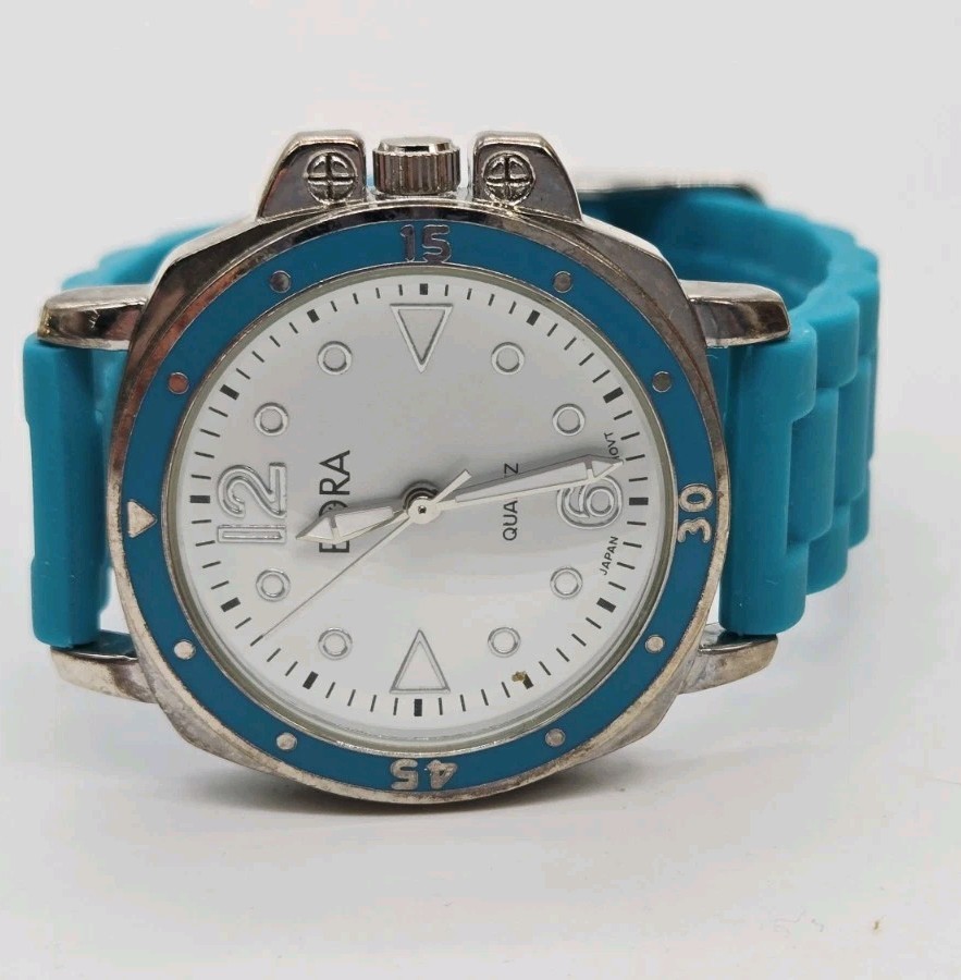 BORA Watch Aqua Blue Tone Band Quartz Analog Women’s New Battery