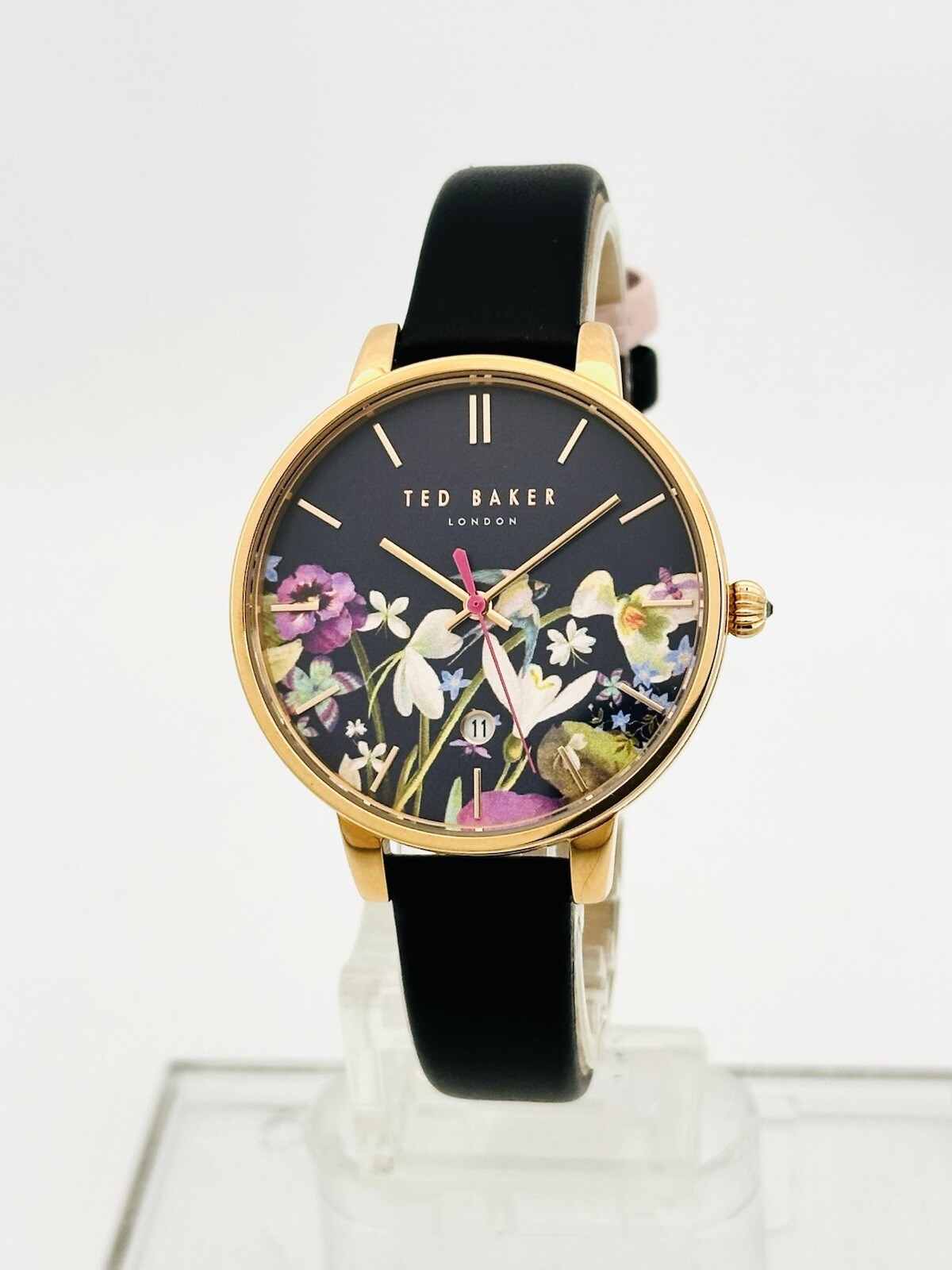 Ted Baker TE10031552 Ladies Floral Multicolour DialBlack Leather Strap RGP Watch