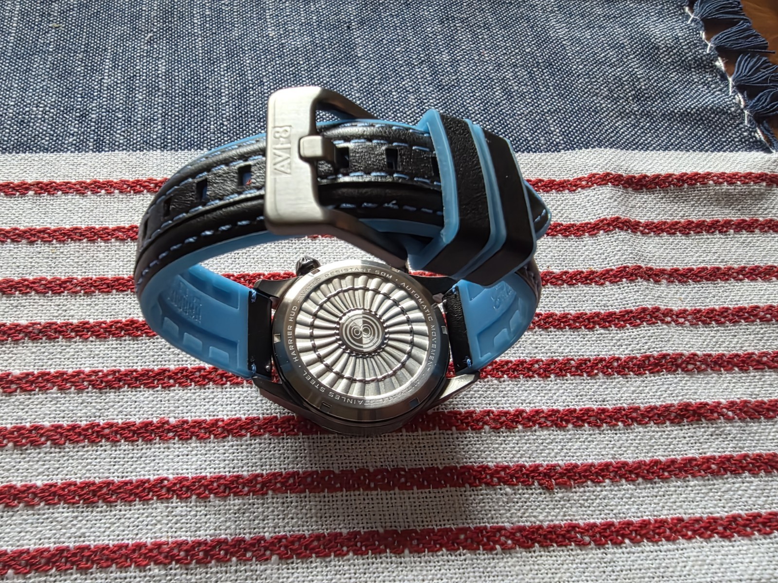 AVI-8 Hawker Hurricane Quartz Chronograph 45mm Black/Blue Leather Box