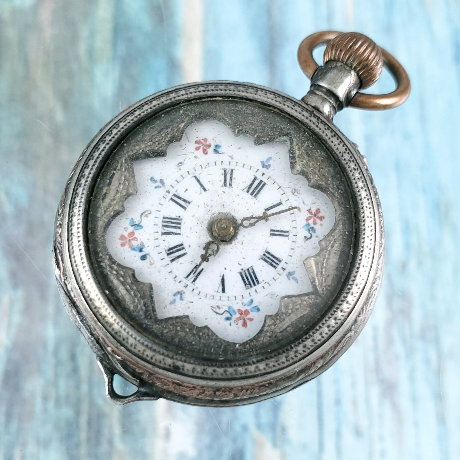 Antique Ornate Manual Wind Pocket Watch for Parts or Restoration