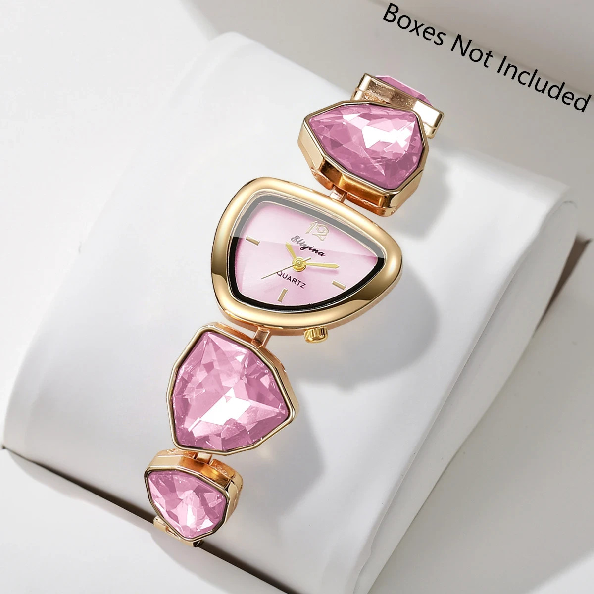 Women’s Crystal Bracelet Watch Quartz Elegant Gemstone Bangle Gold Rainbow White