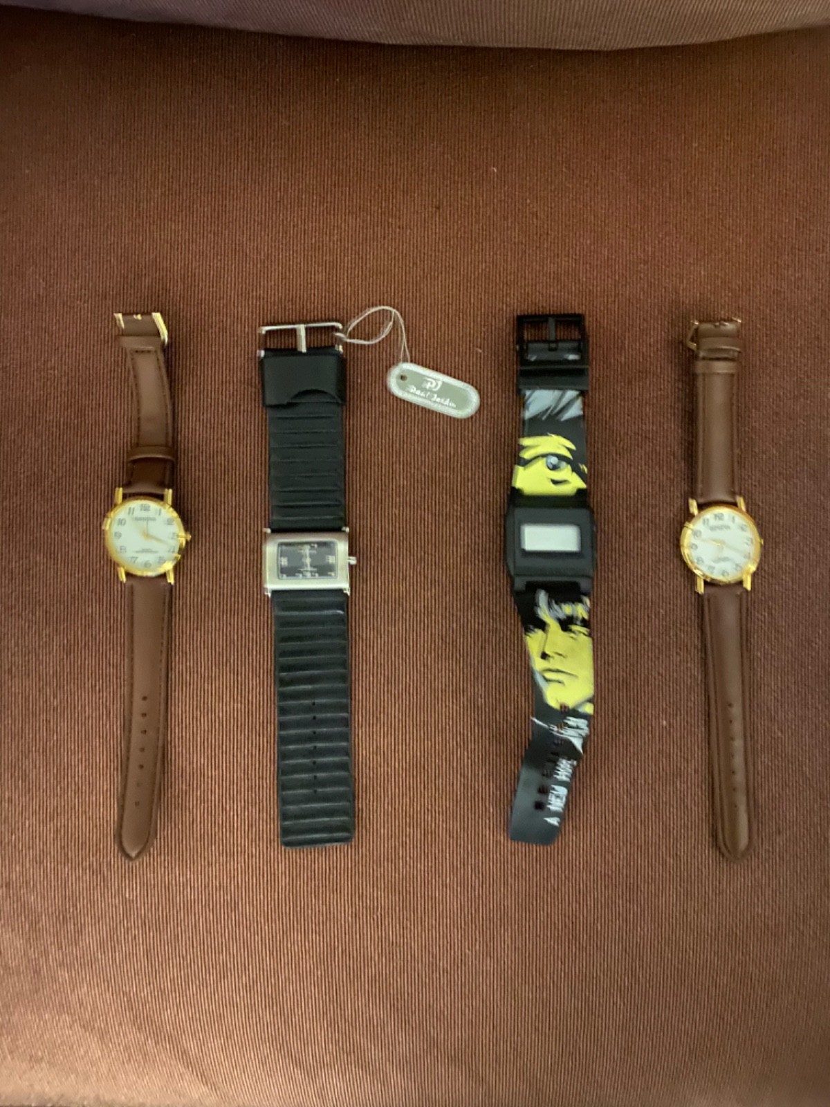 Lot of 4 watches Paul Jardin Watch Black Roman Numerals Leather Band Geneva