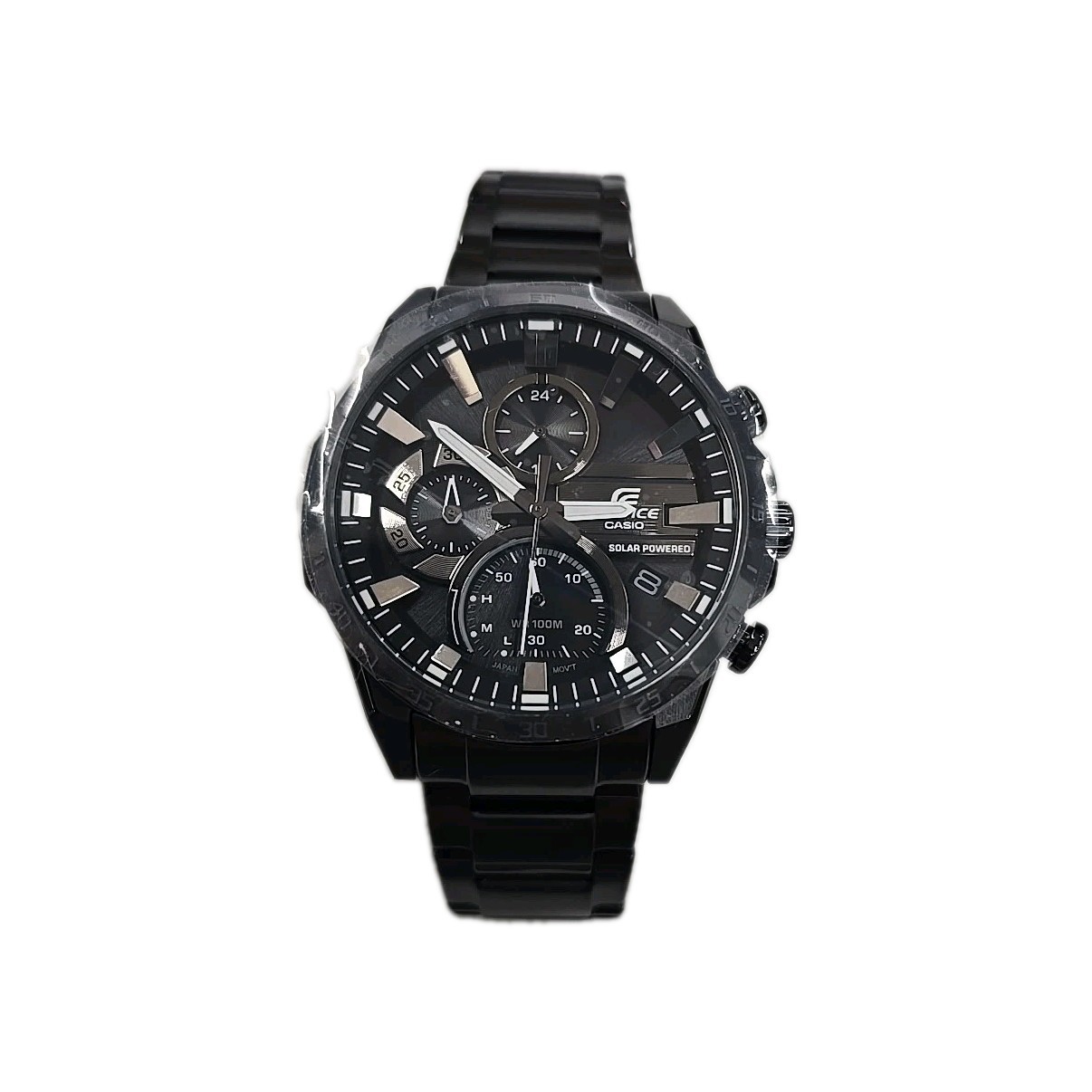 Men’s Casio Edifice Solar Powered Black IP Carbon Fiber Resin Strap Watch NIB