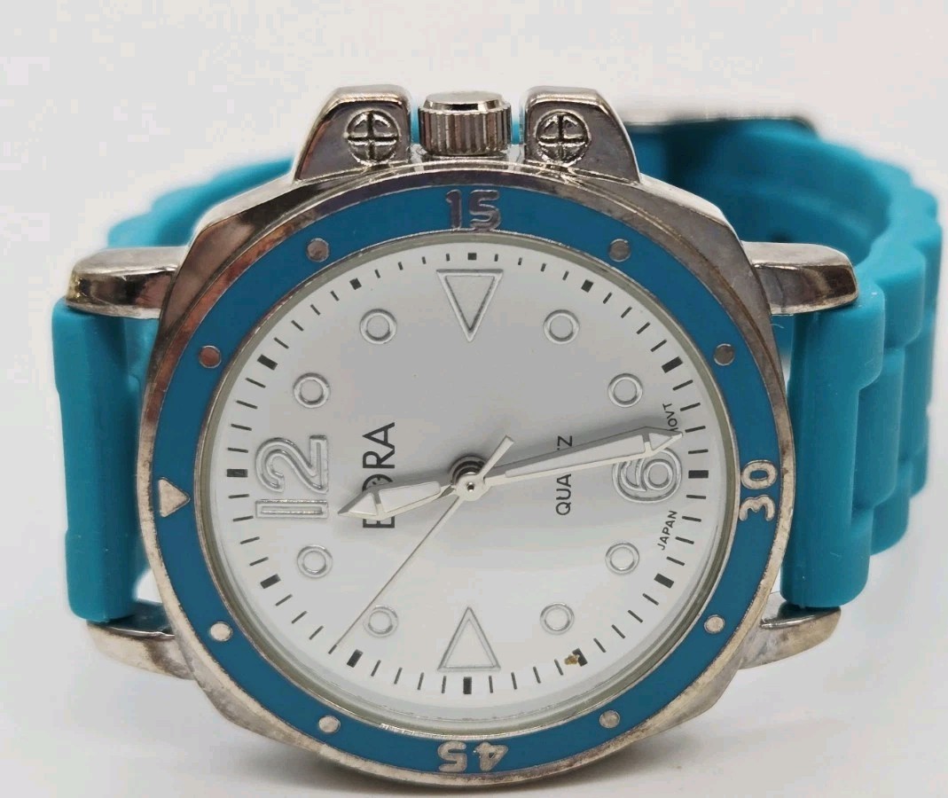 BORA Watch Aqua Blue Tone Band Quartz Analog Women’s New Battery