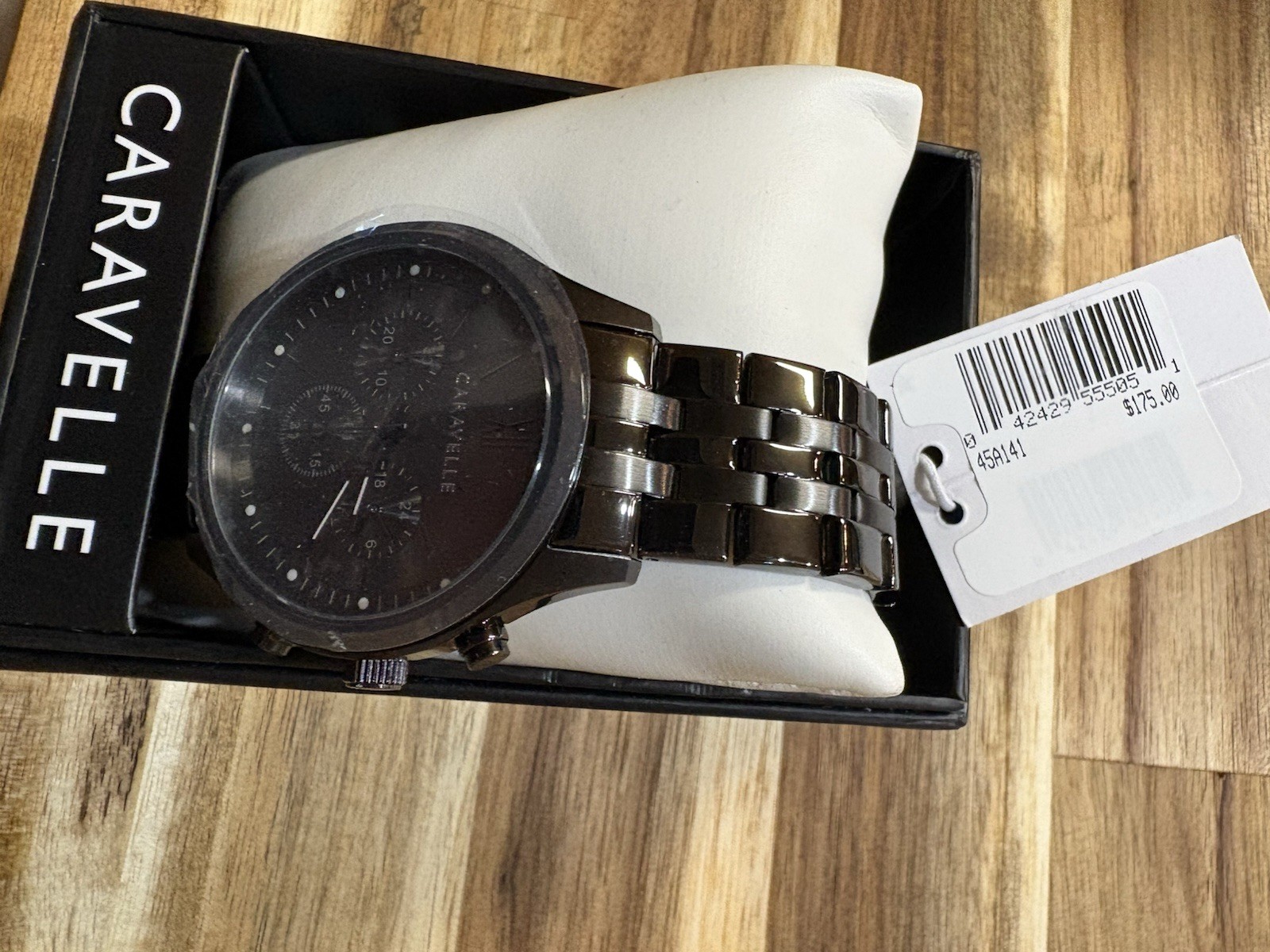 Caravelle Men’s Quartz Chronograph Gray Dial Black Metal Bracelet w/ Box
