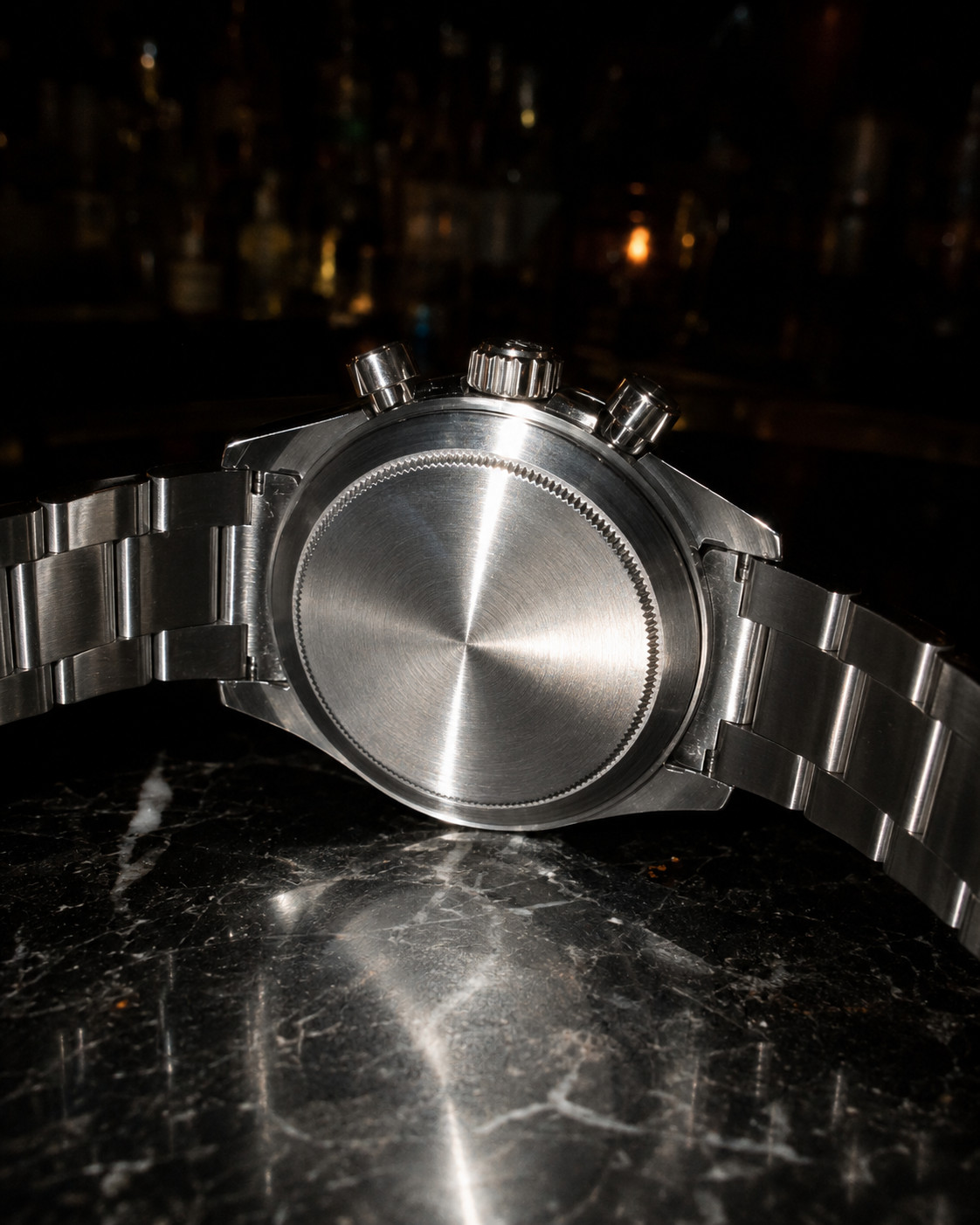 Élan Noir Chronograph Watch VK63 Black & White Sapphire Crystal Steel 40mm