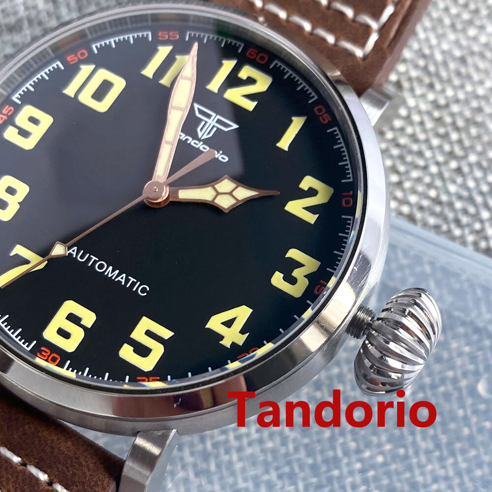 46.5mm Tandorio Sapphire Glass NH35A PT5000 Auto Movement Big Men Watch Luminous