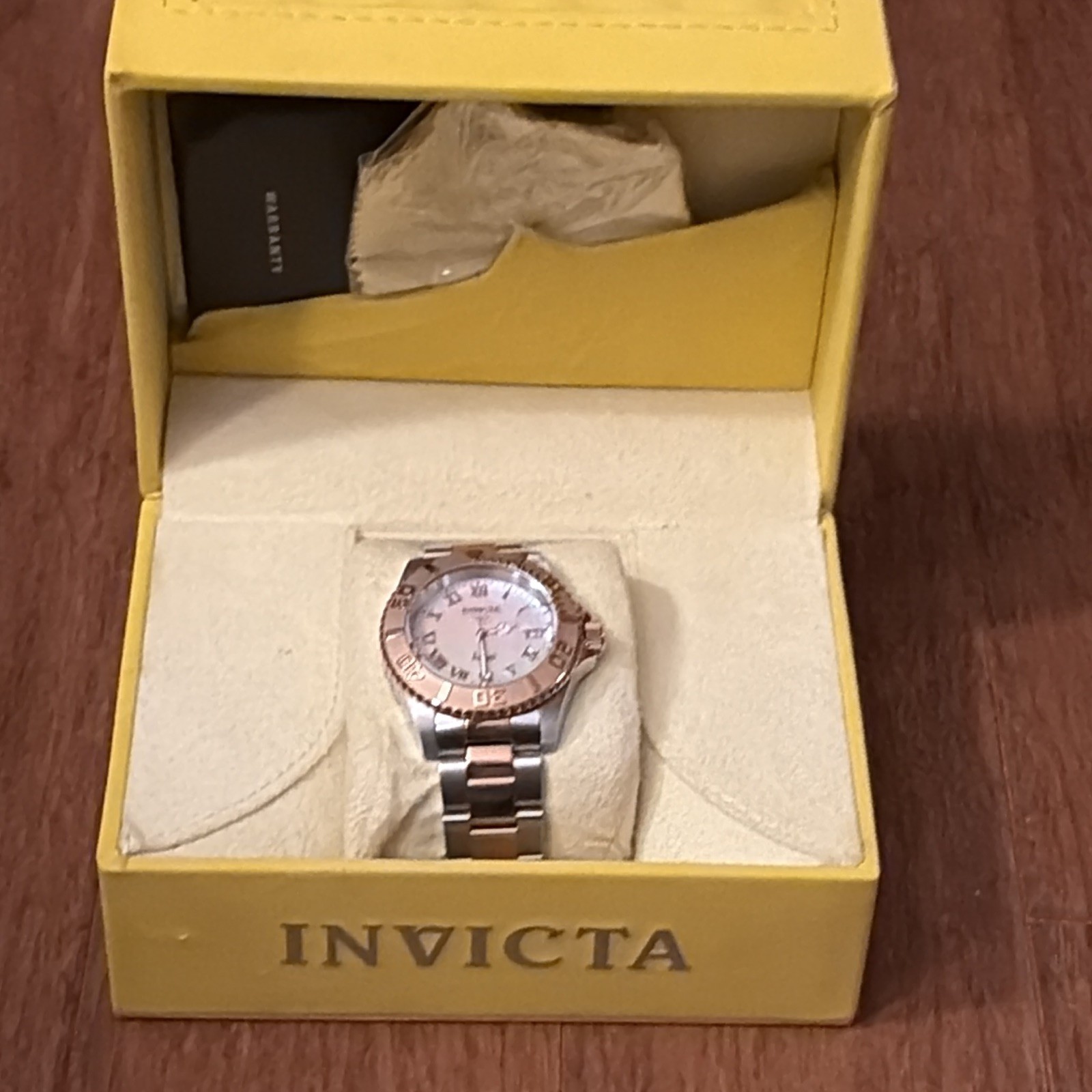 Invicta Angel Quartz Date Two-Tone Steel MOP Dial 38mm WR 200m Box Manual