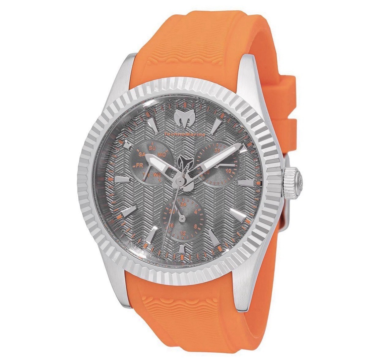 TechnoMarine Men’s Sport Analog Wristwatch Orange Silicone Band Gray Dial