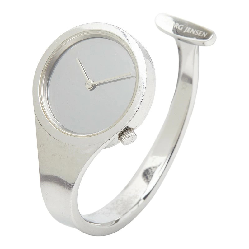 [B1R] Georg Jensen Quartz Silver Dial Stainless Steel Ladies Watch [x2s]