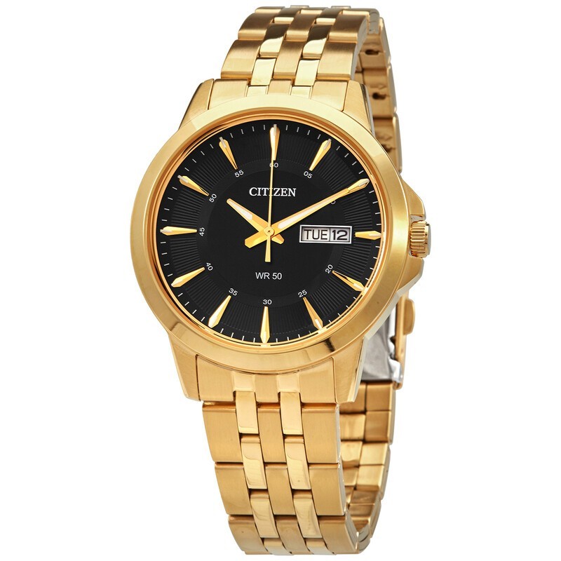 Citizen Men’s Black Dial Gold Stainless Steel Quartz Watch – BF2013-56E NEW
