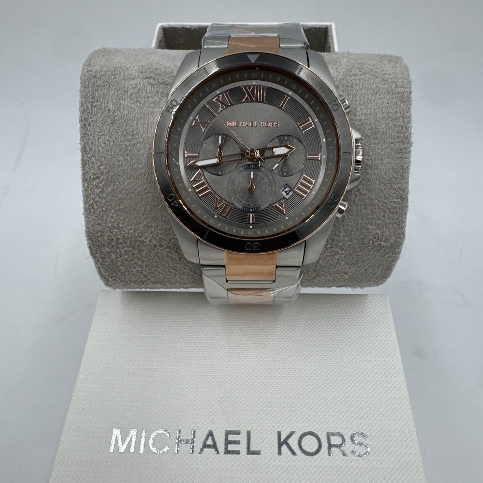 NEW AUTHENTIC MICHAEL KORS OVERSIZED ALEK SILVER ROSE GOLD MK8902 MEN’S WATCH