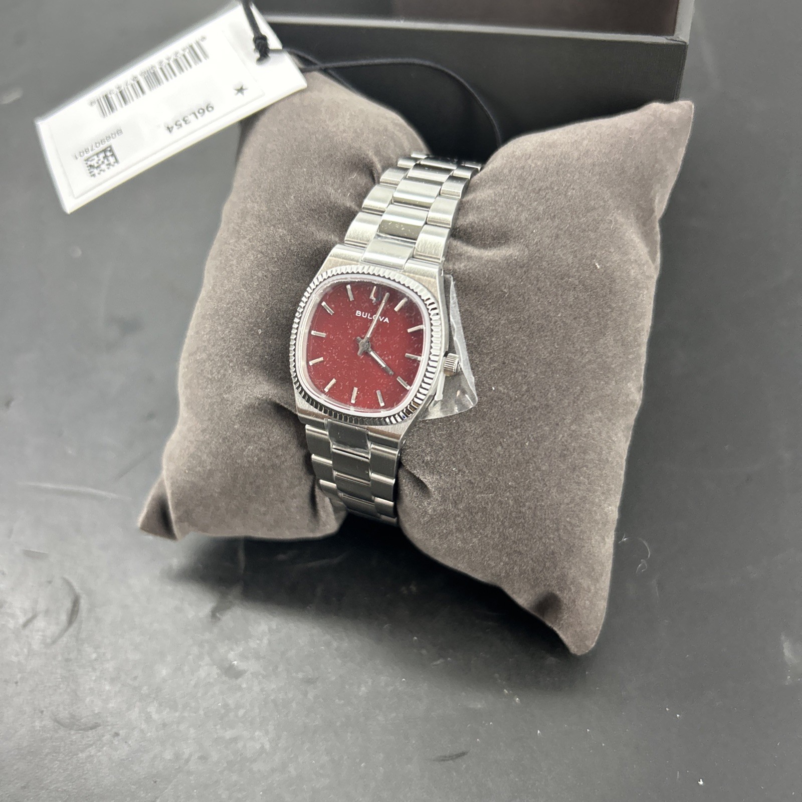 Bulova Super Seville Mini Quartz Red MOP Dial Ladies Watch 96L354