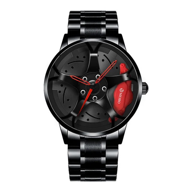 Fashion Sport Watch Car Wheel Rim Stainless Steel Waterproof Wrist Watches Men Z