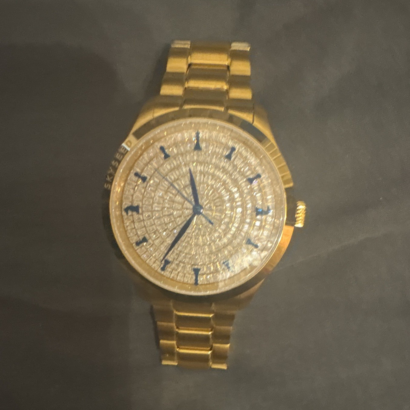 Bulova Automatic Gold Tone SS Bracelet Watch 43mm Silver Dial Arabic Exhb