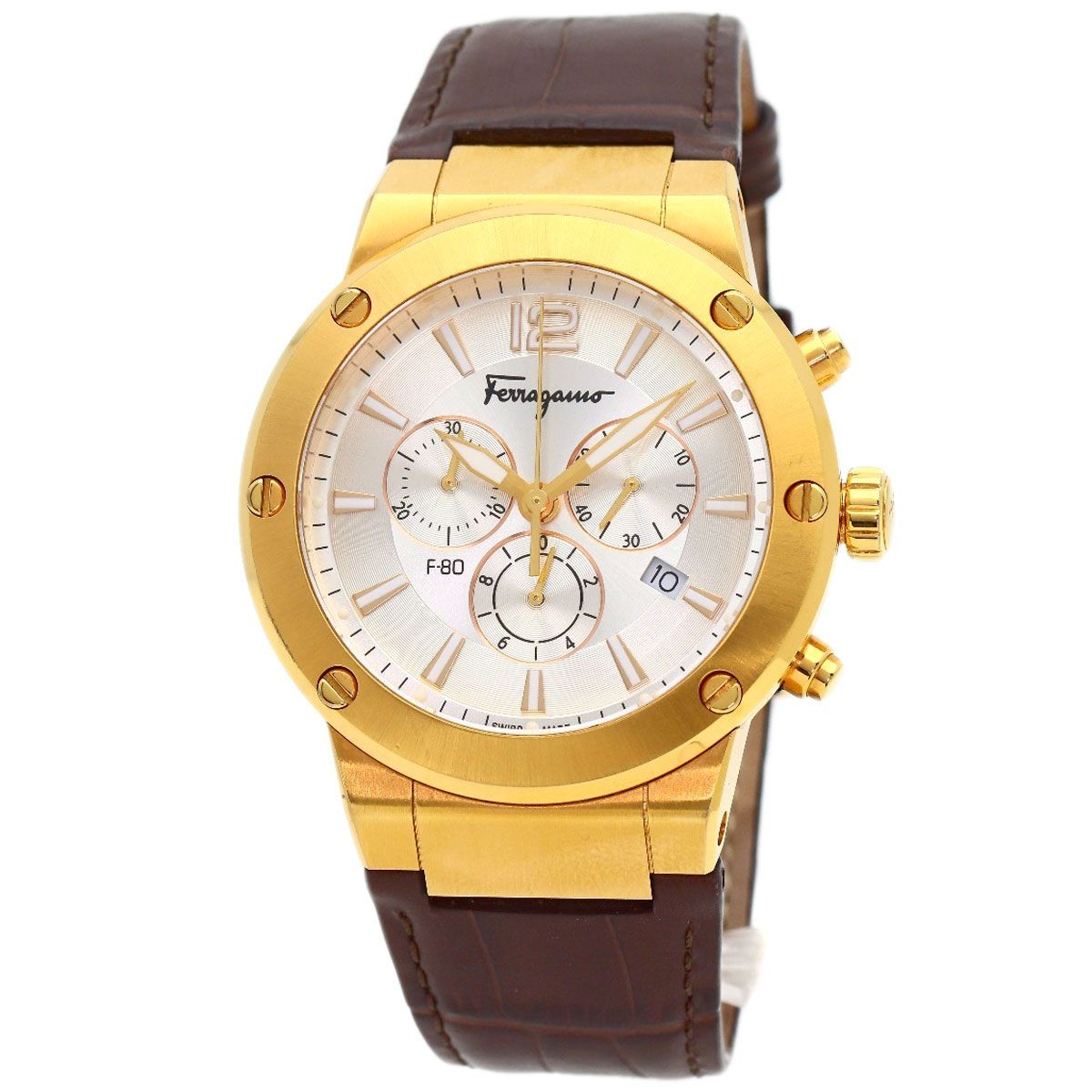 Salvatore Ferragamo SFEX00419 Round Face Wristwatch SS Leather Men’s Used