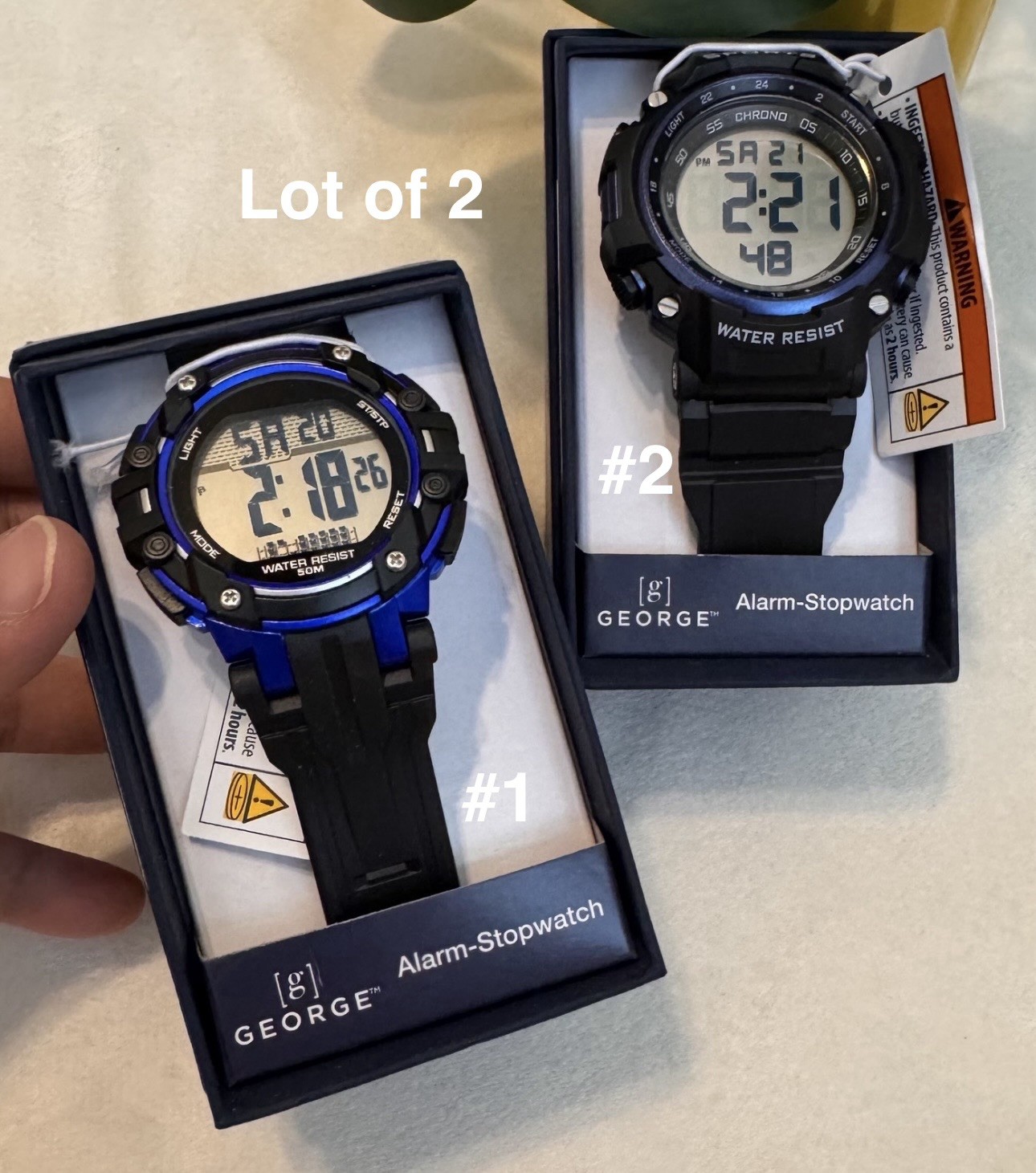 George Men’s Digital Sport Wristwatch Plastic Strap, LOT OF 2