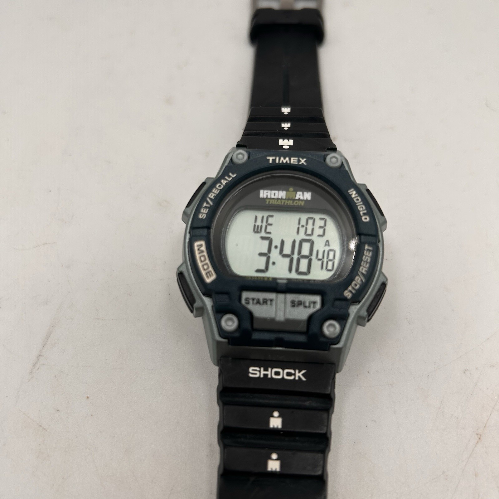 Timex Men’s Ironman Triathlon Endure 30 Shock 42mm Dark Blue Watch T5K198 WORKS