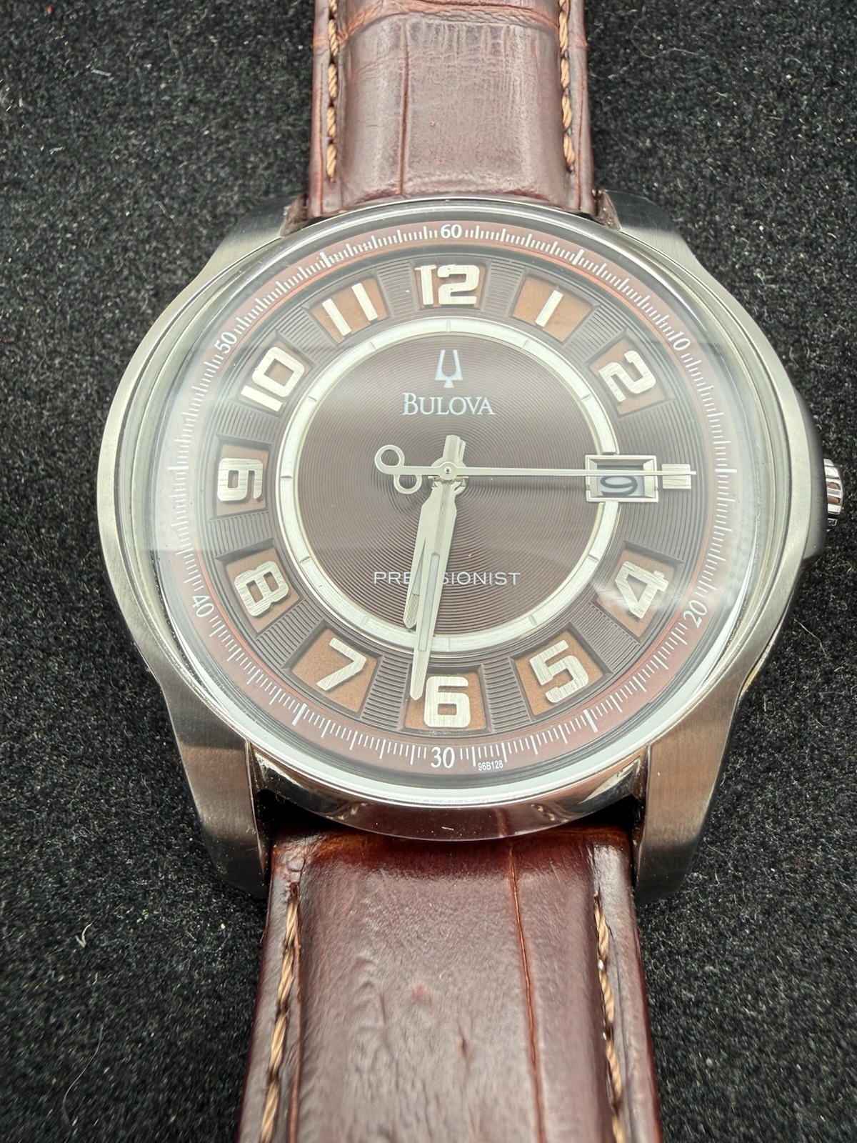 Bulova Precisionist Brown Dial Brown Genuine Leather Men’s Watch 96B128