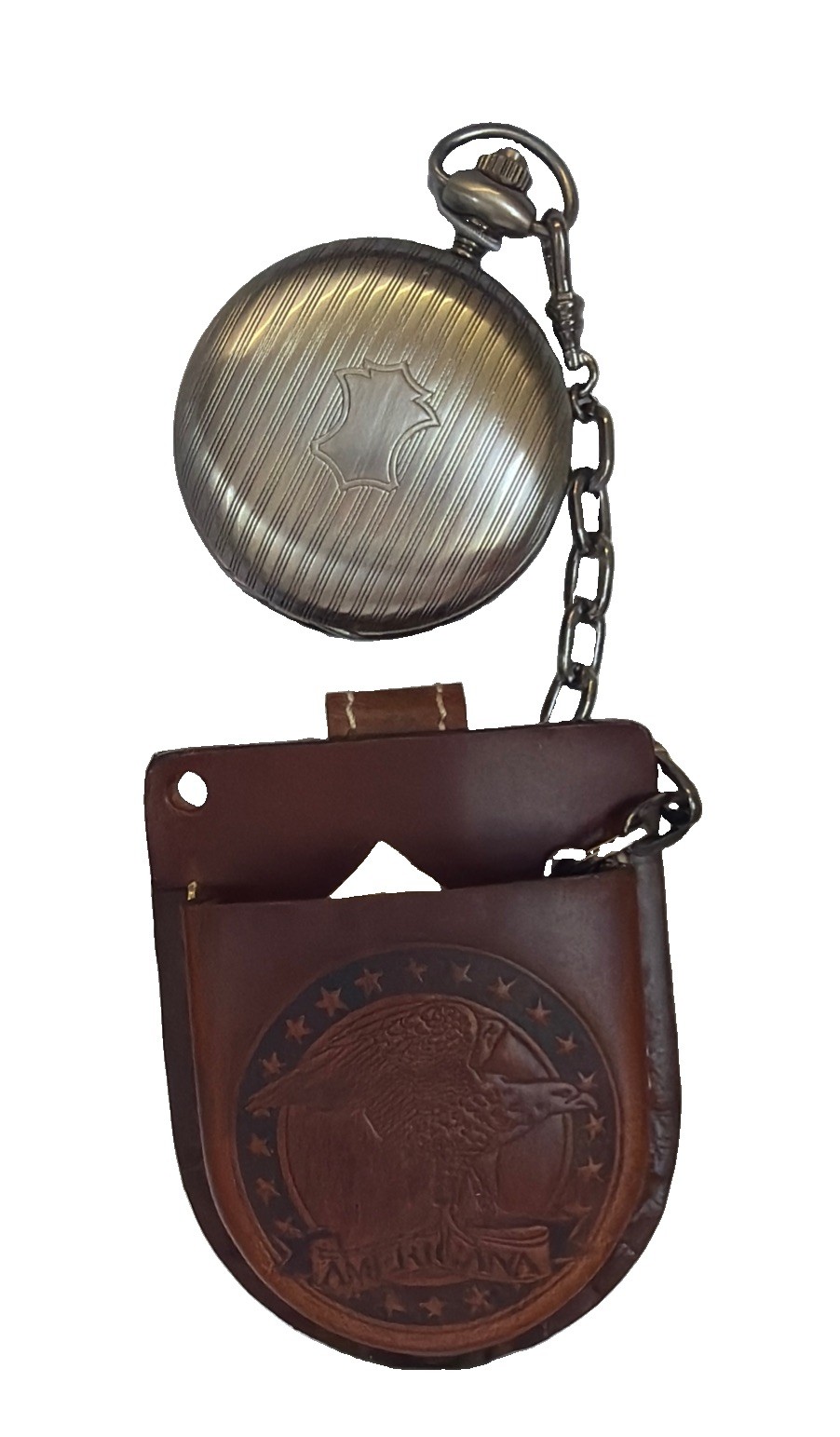 Colibri Quartz Pocket Watch Blue Dial Silver Full Hunter with Box