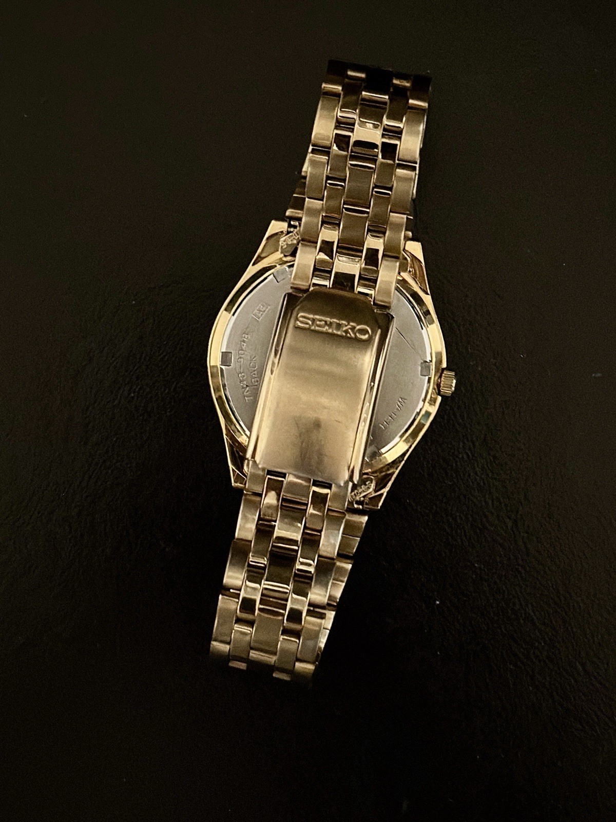 Vintage Seiko Calendar Day Date Ref.7N43-9048 37mm Gold Tone Black Dial