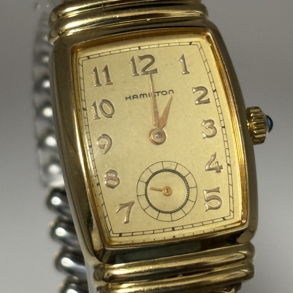 HAMILTON Benton 6198A Gold Small Seconds Rectangular GP Quartz 22mm Ladies Watch