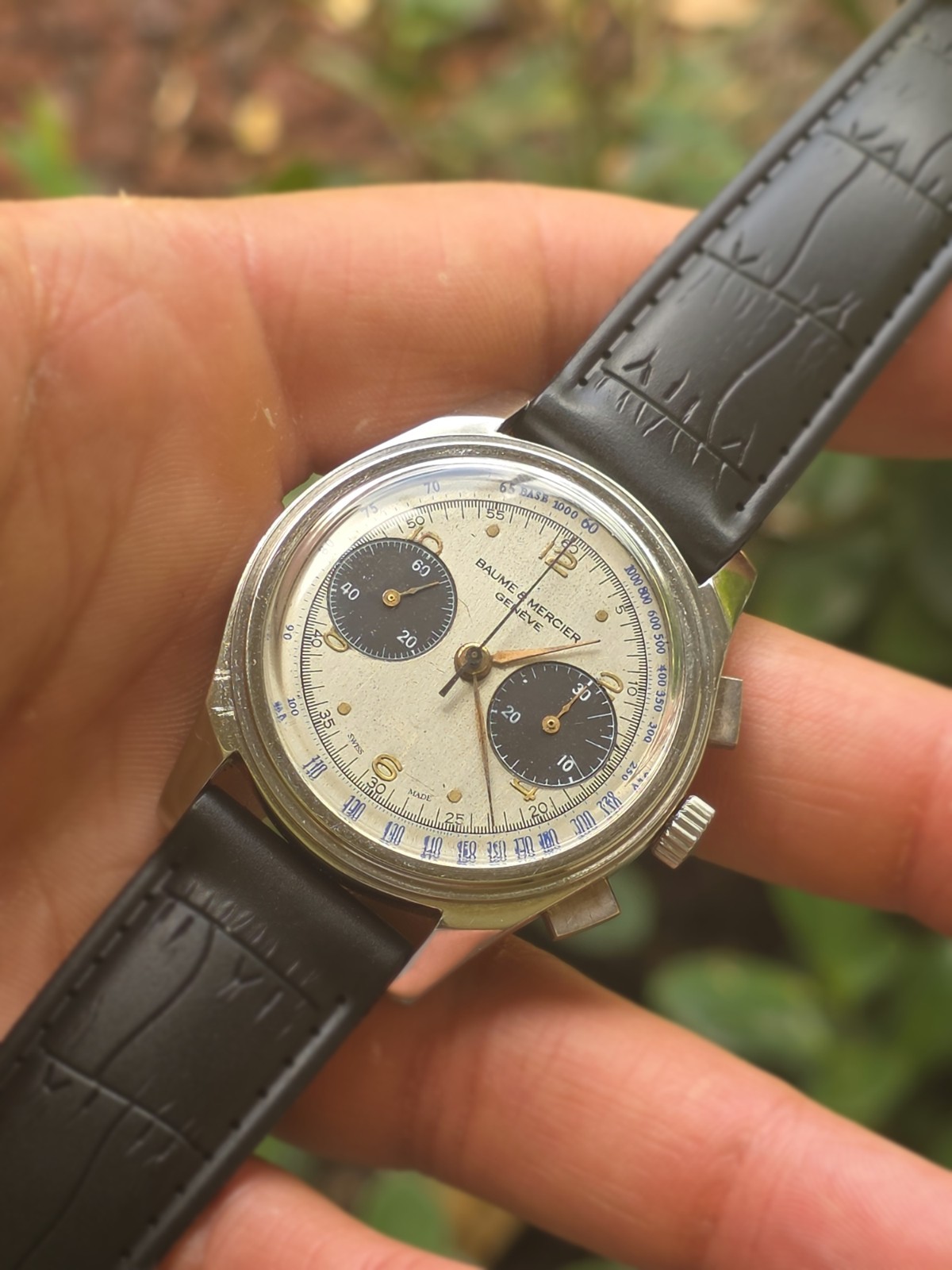 Baume & Mercier Chronograph Watch Landeron 148 Manual Chronograph Rare SERVICED
