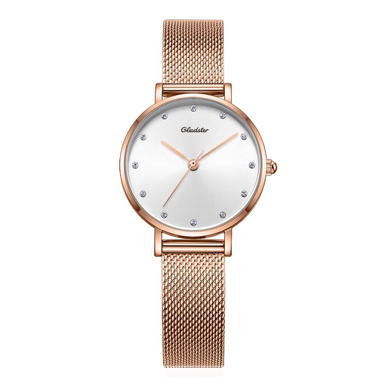 Gladster Dial 28 mm Rose Gold Mesh Strap Analog Quartz Women Wrist Watch Gift
