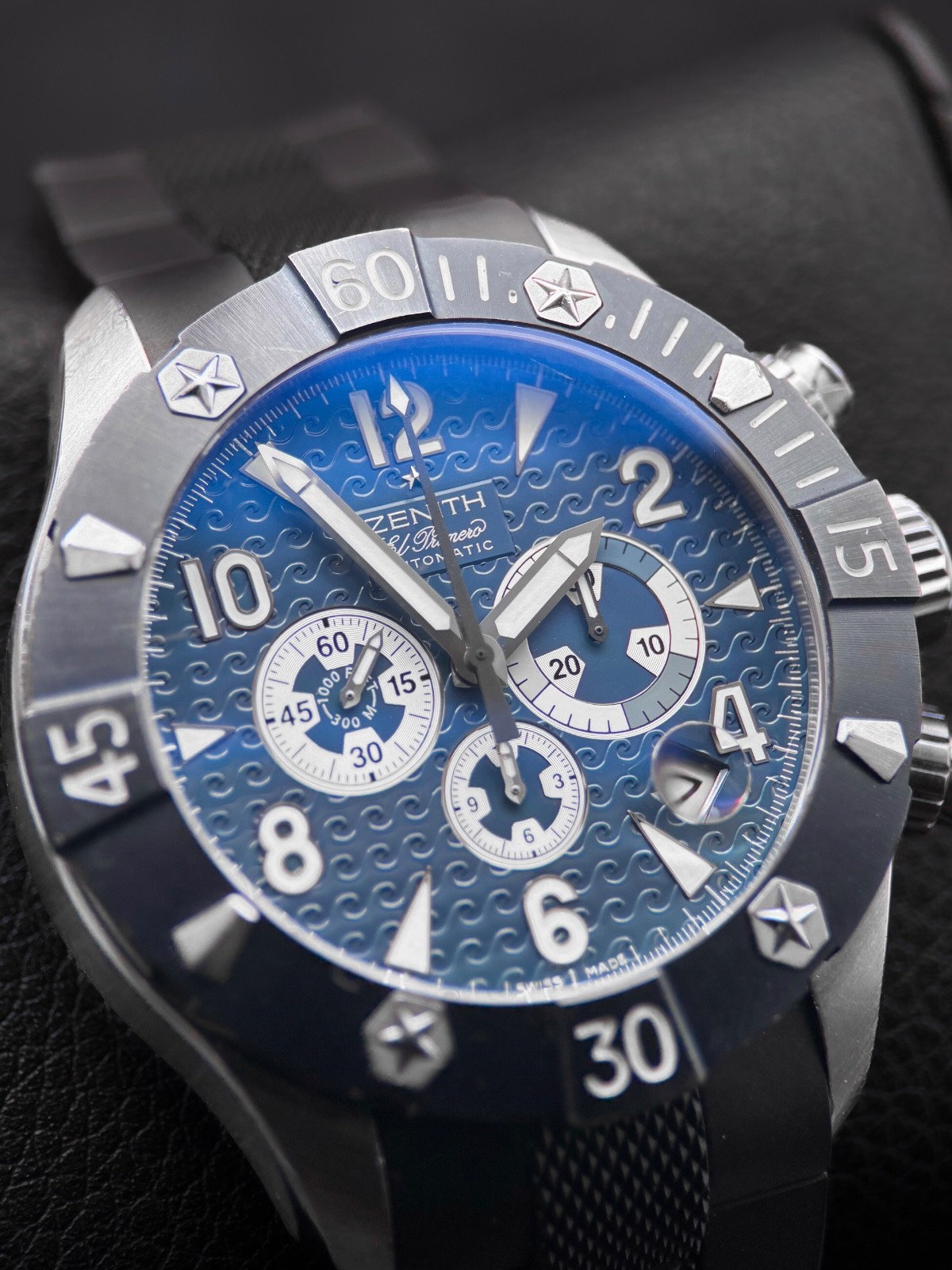 Zenith Defy Classic Sea Chronograph 46.5MM Blue Dial Rubber Strap Rare 1/200