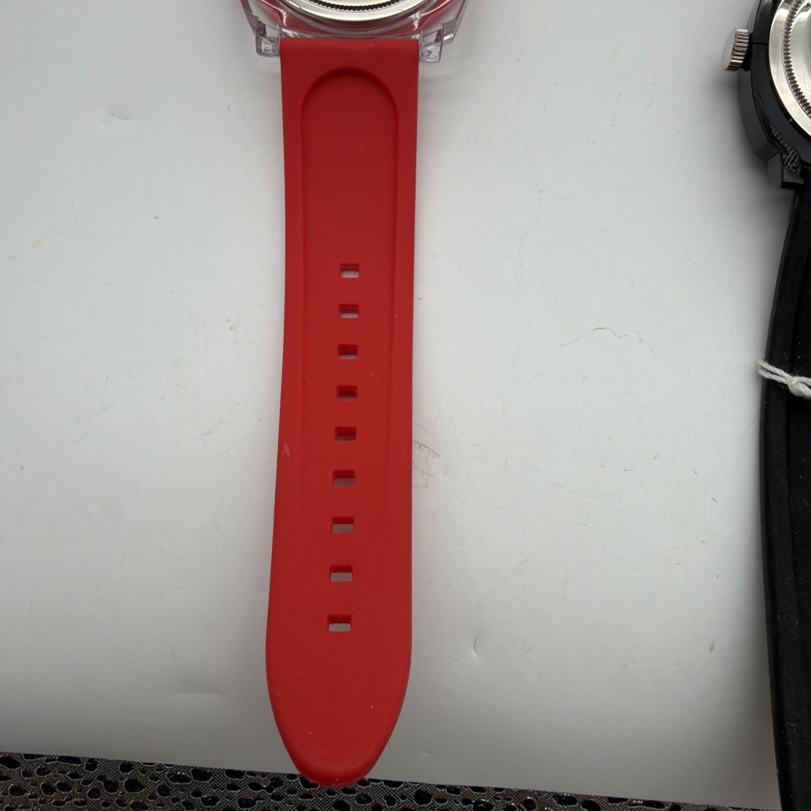2x TOCS Watches Red and Clear Plastic And Black Quartz Women’s Oversized Watches