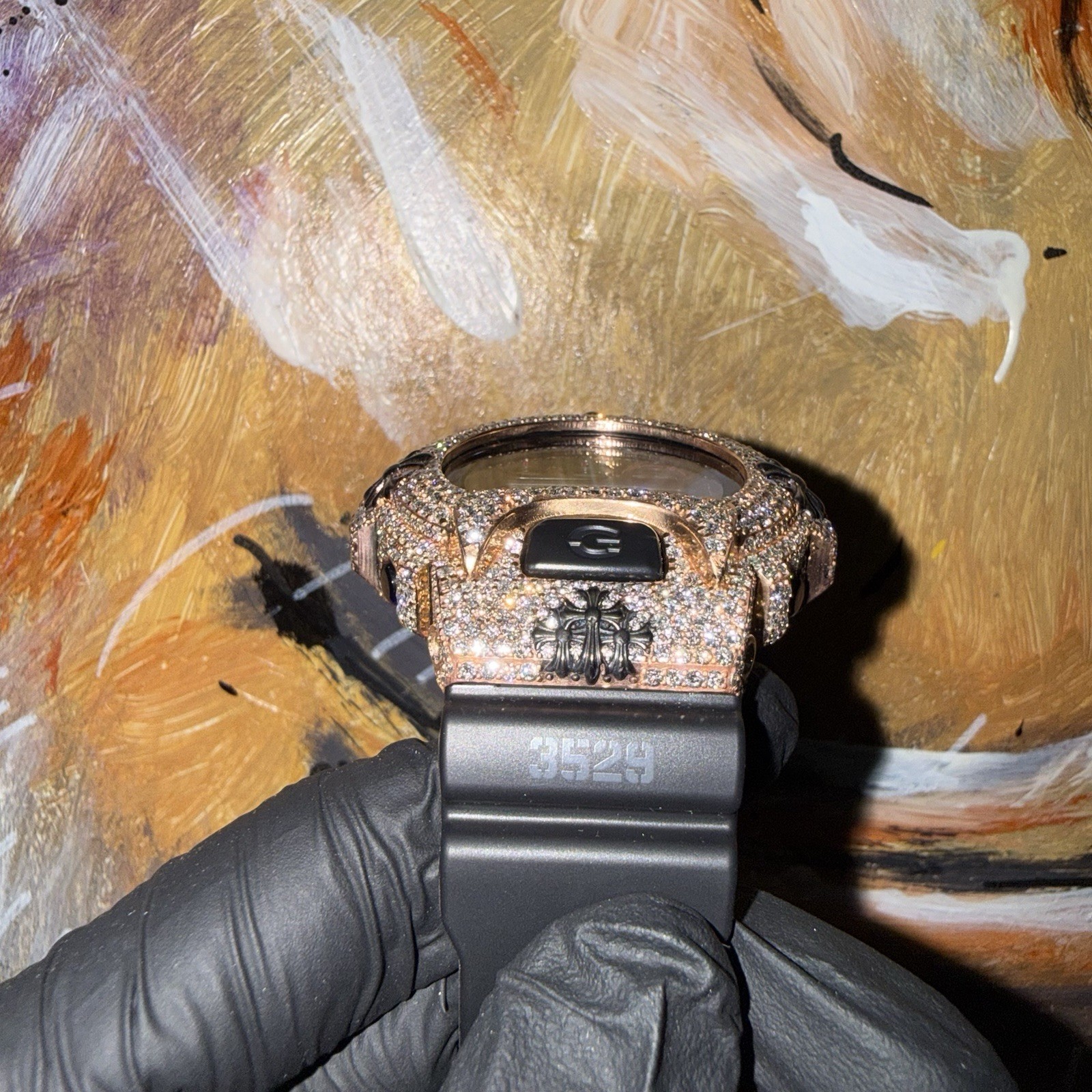G-SHOCK DW6900 Digital Quartz Custom Iced out. CVD Lab Diamond Chrome inspired.
