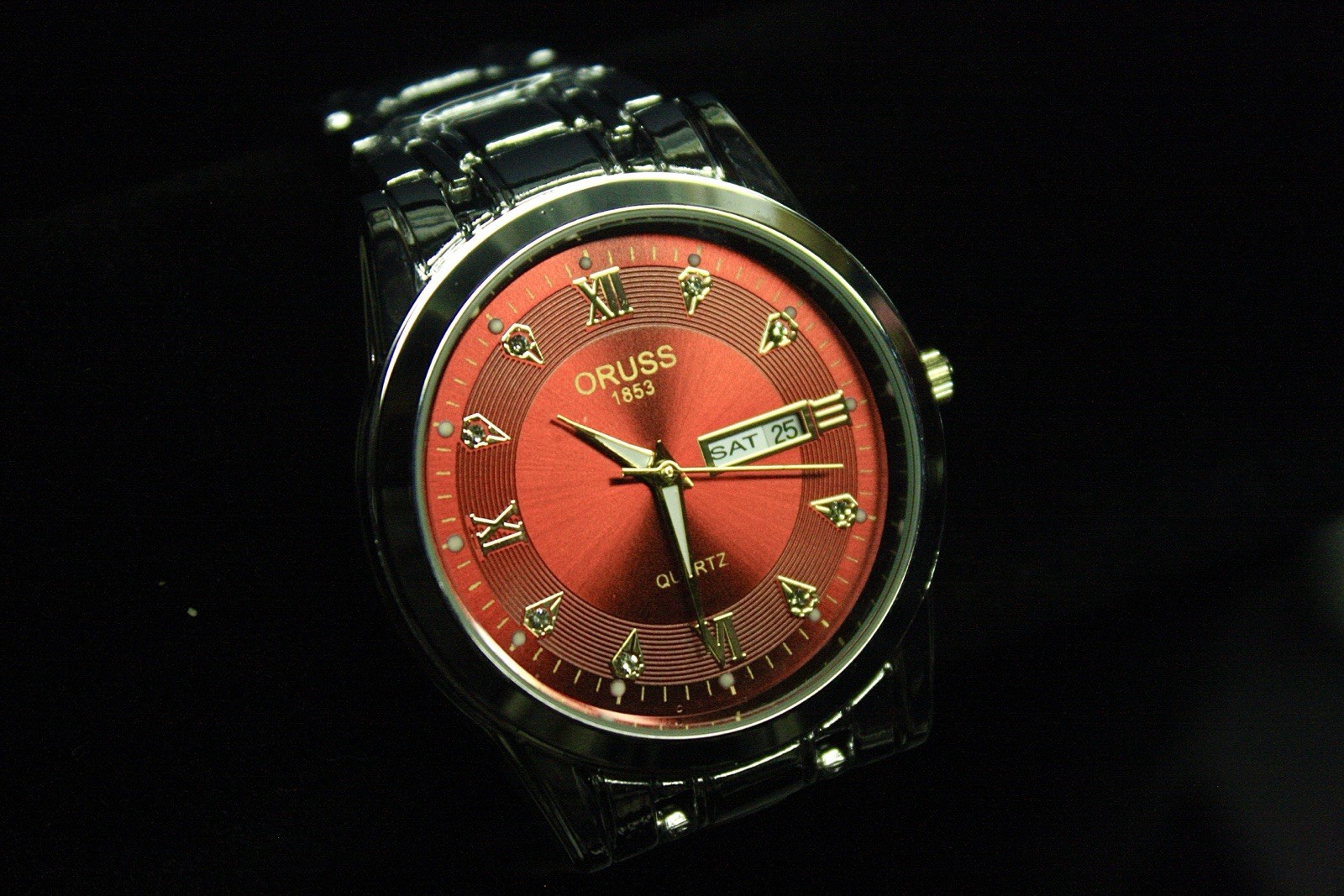 Oruss 1853 Red Dial Stainless Steel Watch