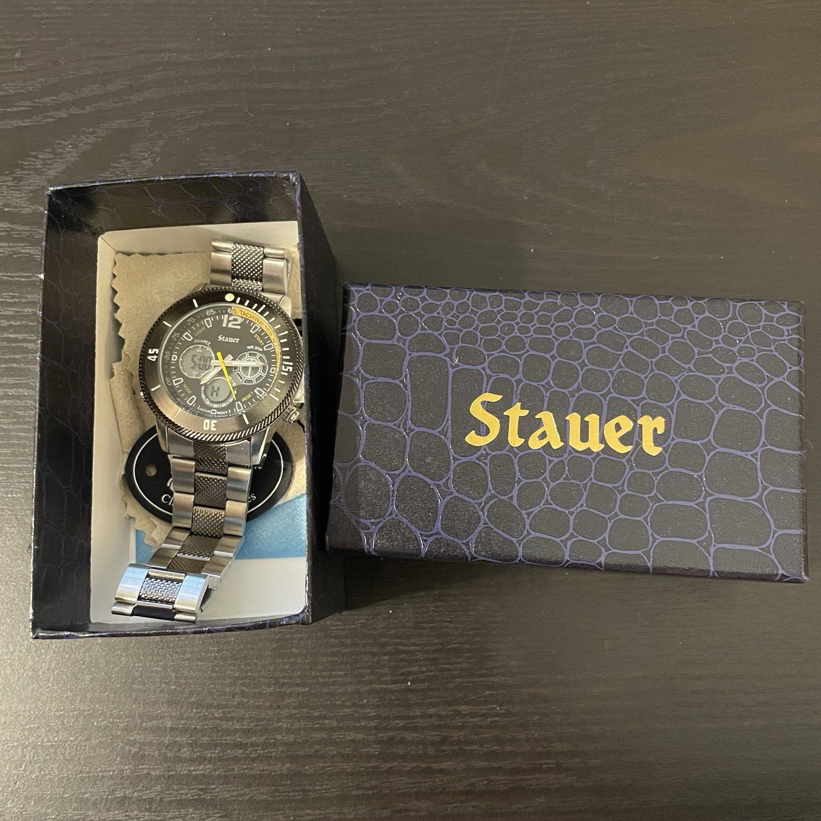 Stauer Colossus Tachymeter 20410 Two Tone Quartz All Original Packaging