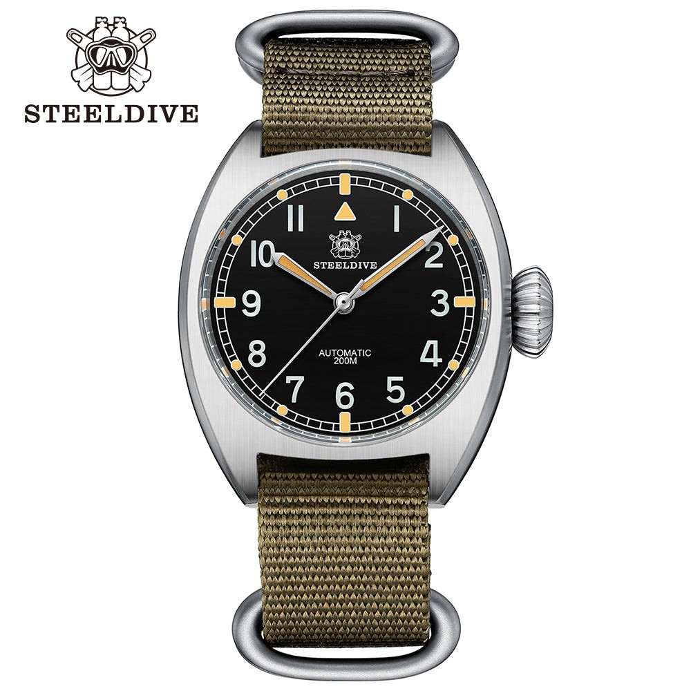 STEELDIVE SD1907 Mens 36mm 200M Automatic Dive Watch NH35 Sapphire Steel