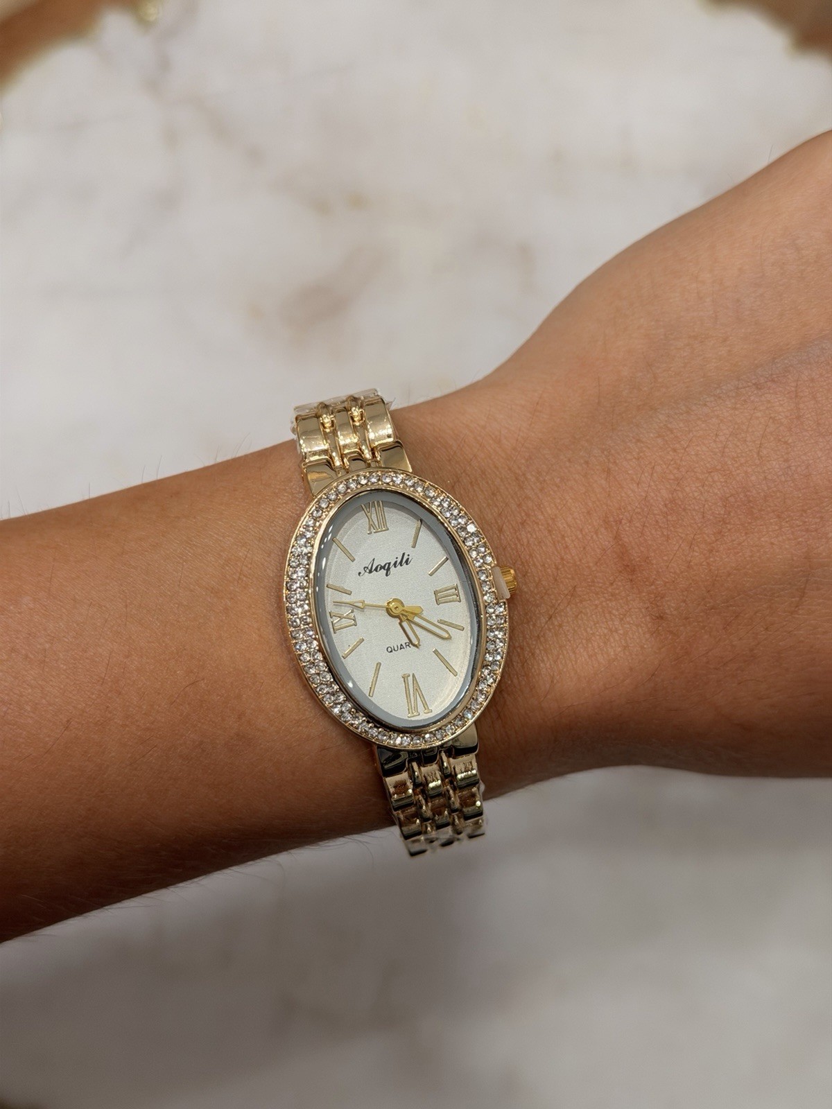 Women’s Gold Watch Bracelet Vintage Style, Small Face