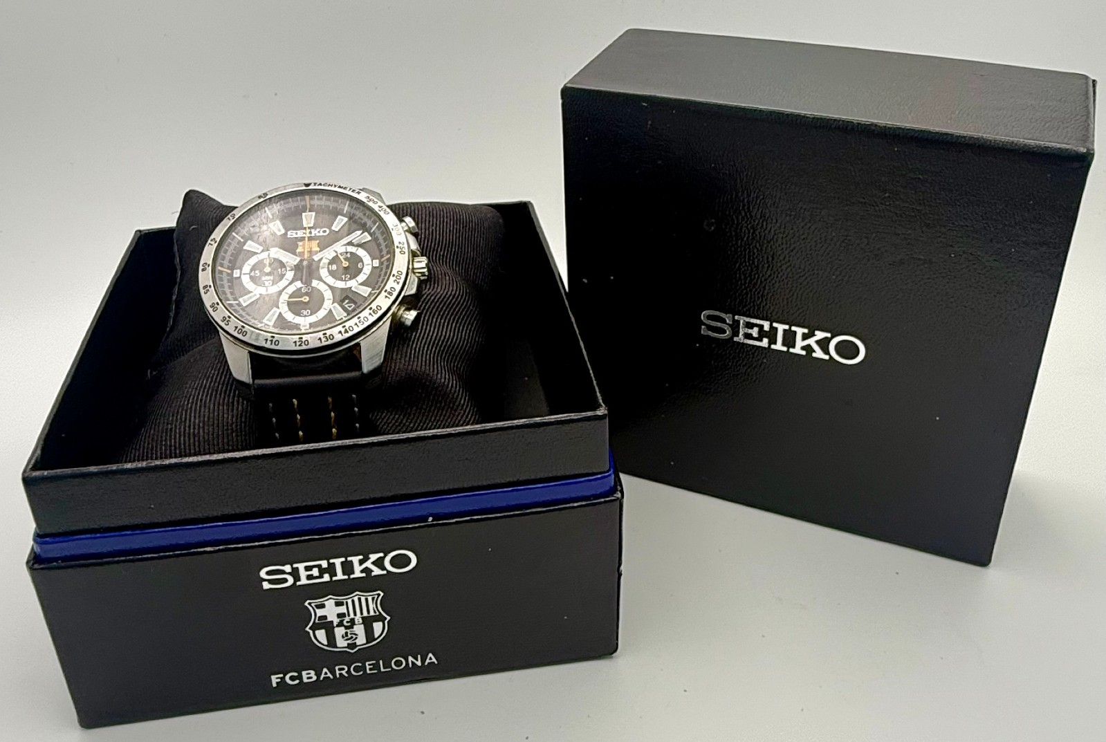 Rare Boxed Seiko FC Barcelona Chronograph Watch 2012 Guardiola/Messi Era