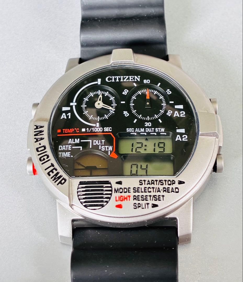 CITIZEN Ana Digi Temp Quartz Watch Temperature Alarm Operation Unknown
