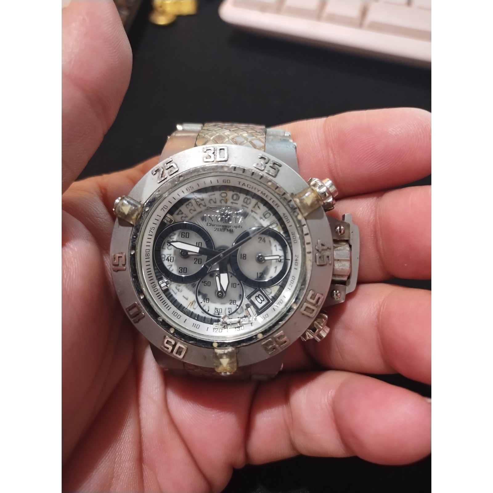 Invicta Subaqua Noma III Chronograph Watch 24372 Silver Gold Translucent 50mm