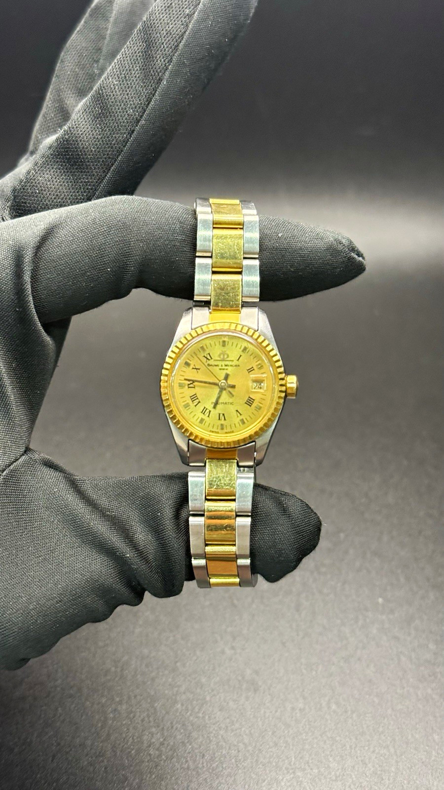 Baume & Mercier Automatic Dress Watch Two-Tone Gold Dial Roman Date