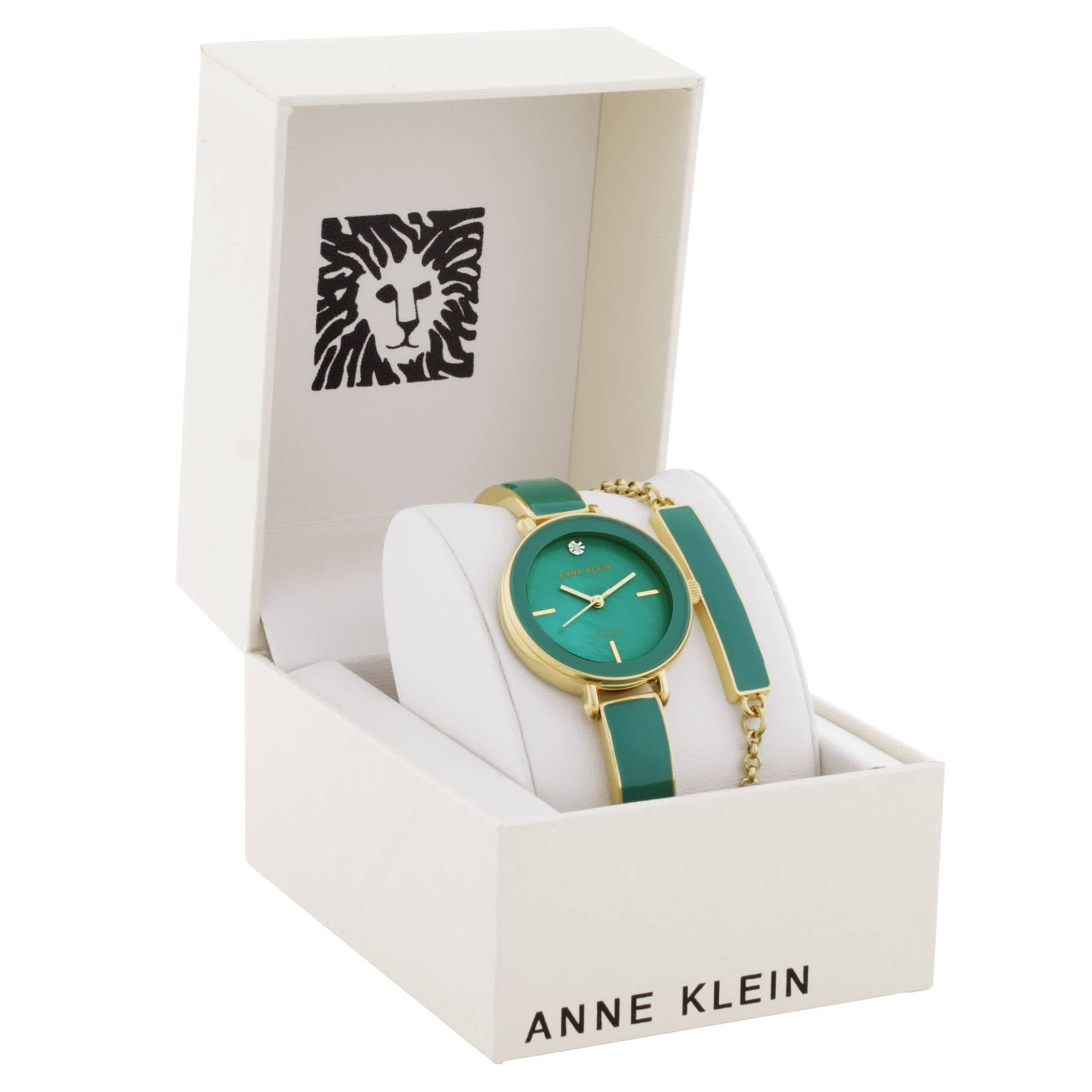 Anne Klein Quartz Green MOP Dial Ladies Watch and Bracelet Set AK/3620GNST