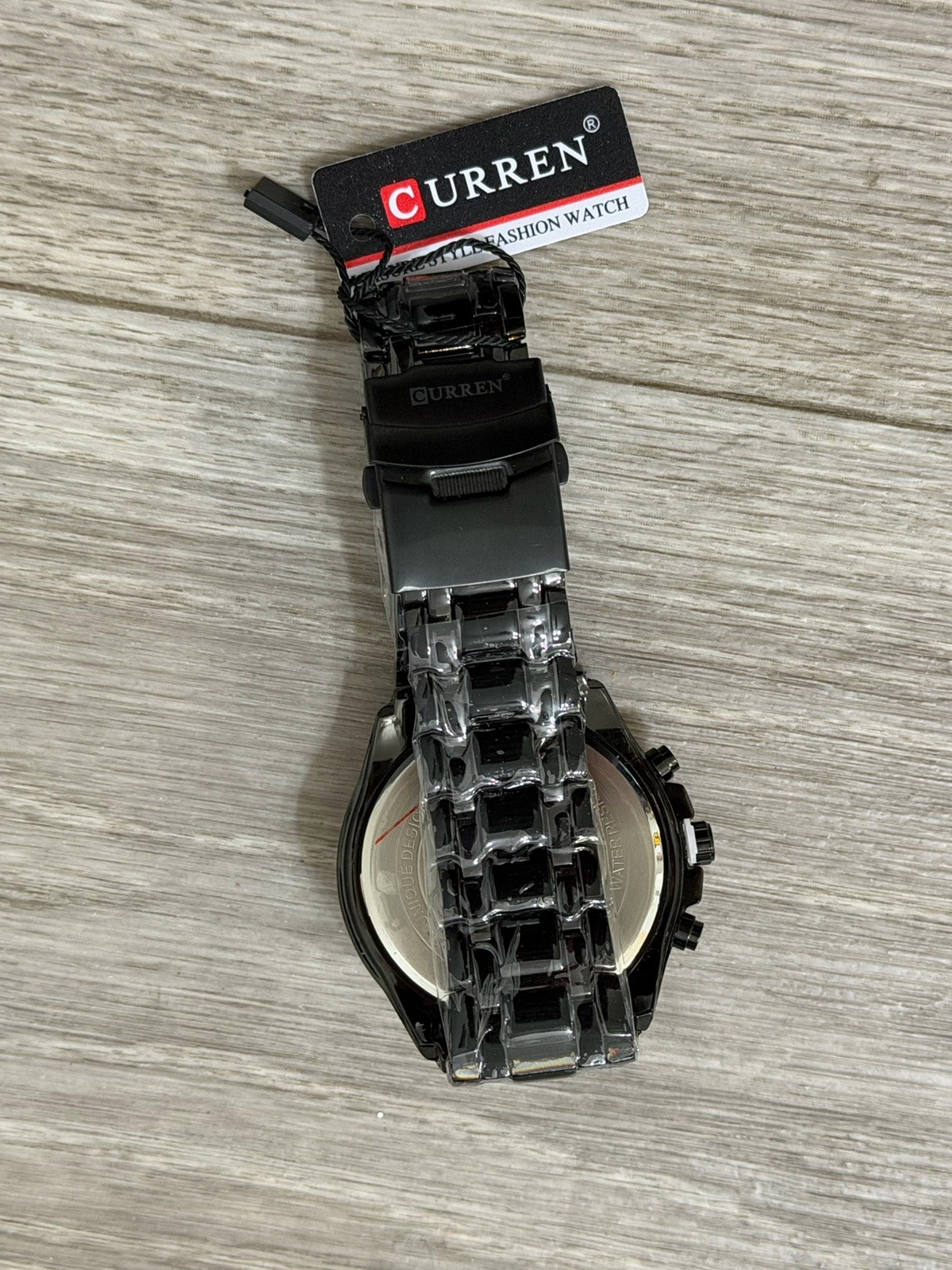 CURREN Men’s Chronograph Tachymeter Quartz 46mm Black/Rose Gold Bracelet