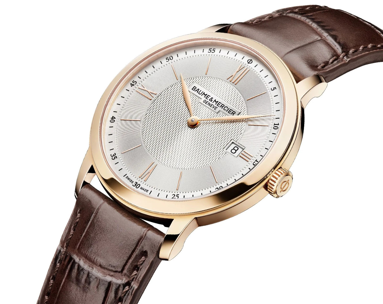 Baume & Mercier Classima Brown Leather Date Swiss Quartz Mens Watch MOA10857